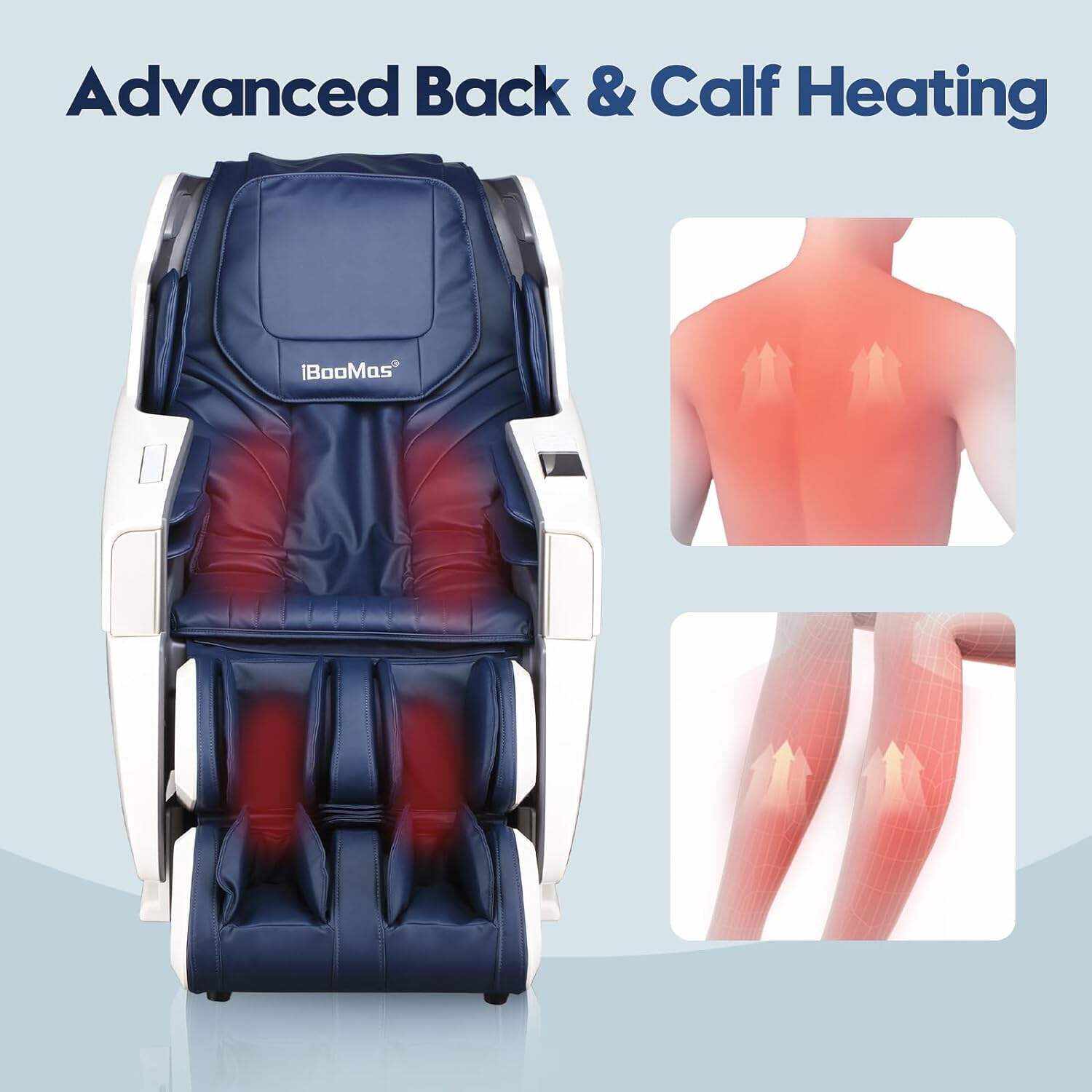 iBooMas Zero Gravity Massage Chair,2023 Massage Chair Full Body Ozone with Back and Calf Heating,Auto Leg Extension,APP Control,SL Track,Thai Stretch,Foot Rollers,Airbags,Bluetooth,R8606(Blue)