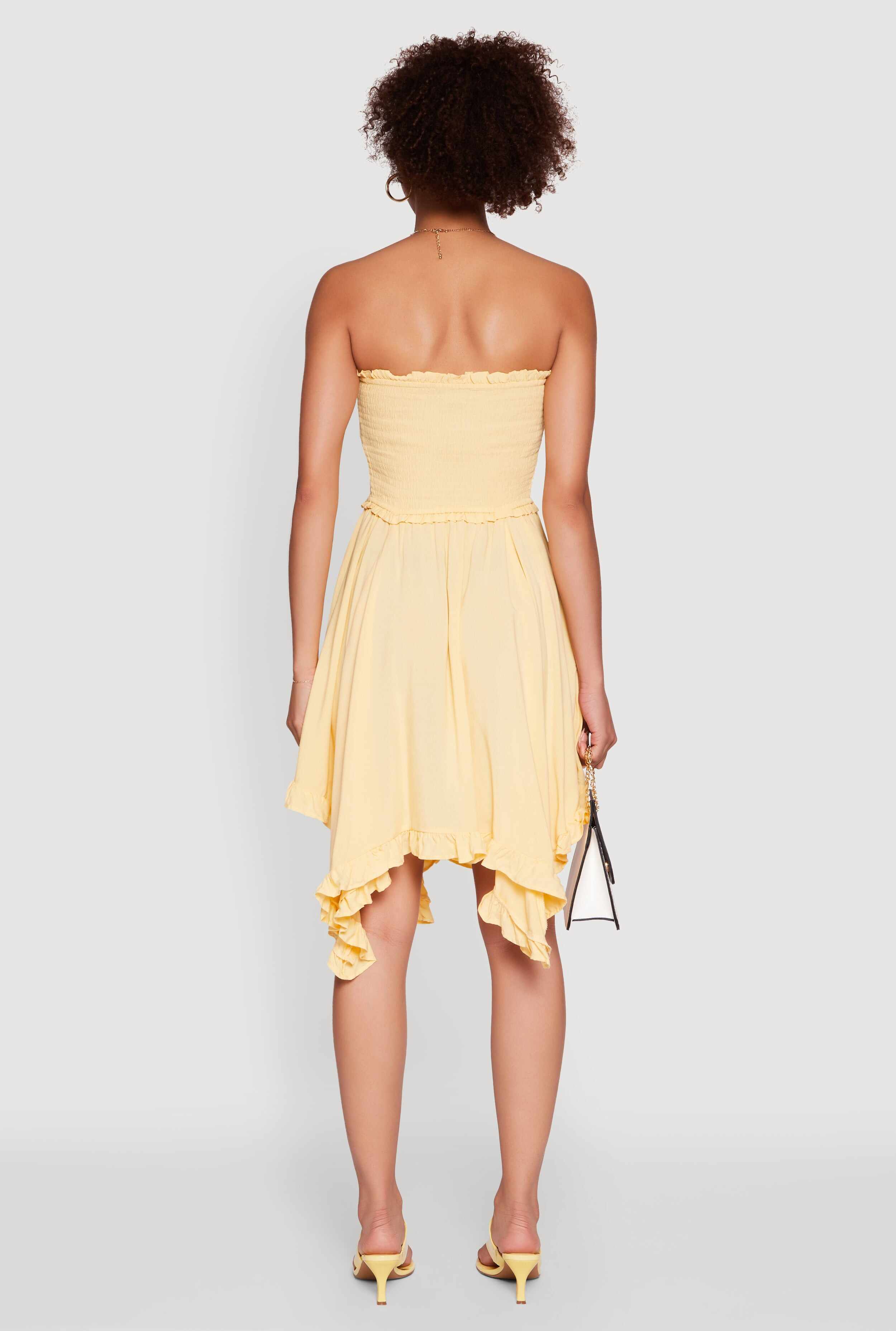 Smocked Handkerchief Hem Tube Dress