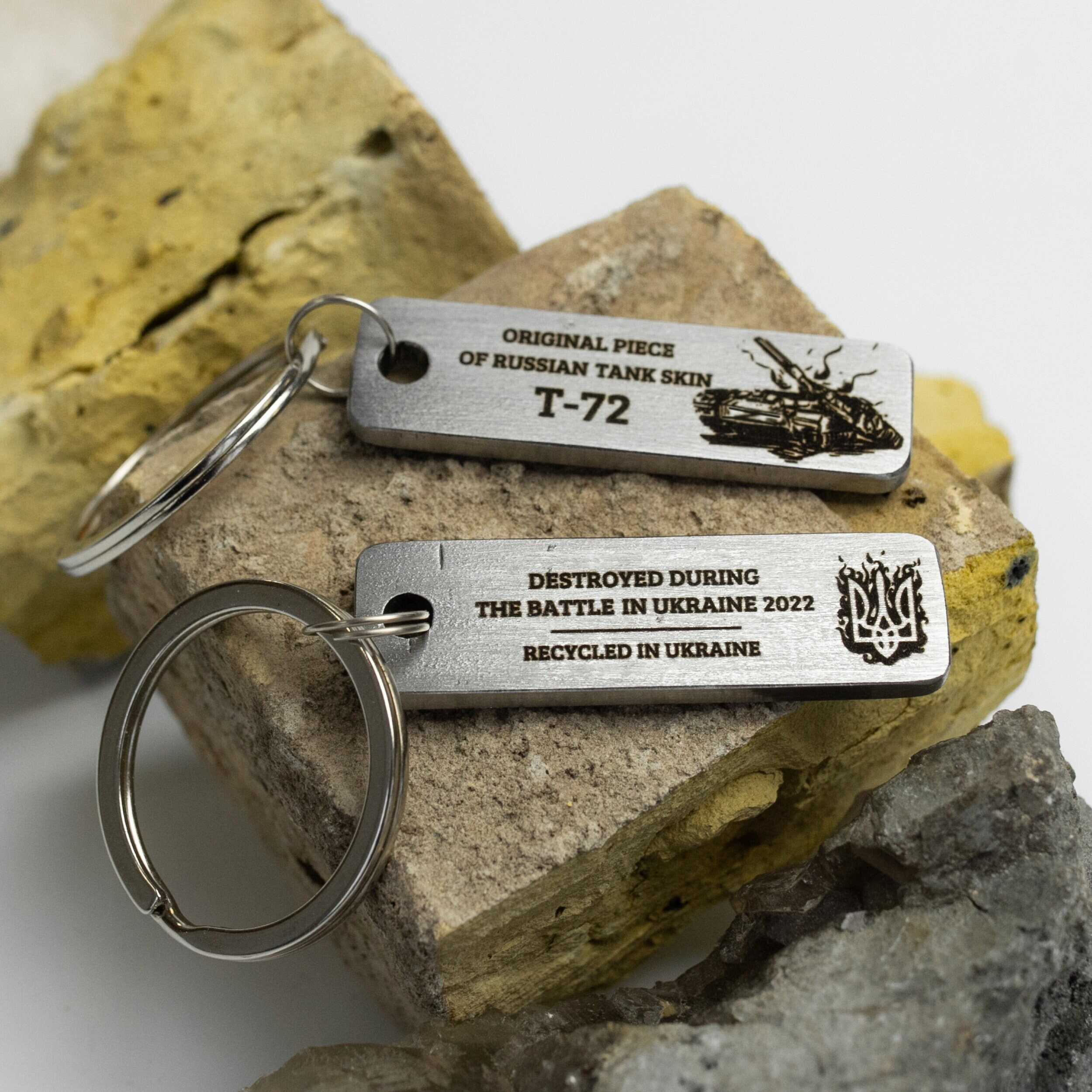Piece of Russian Tank Memorial Keychain