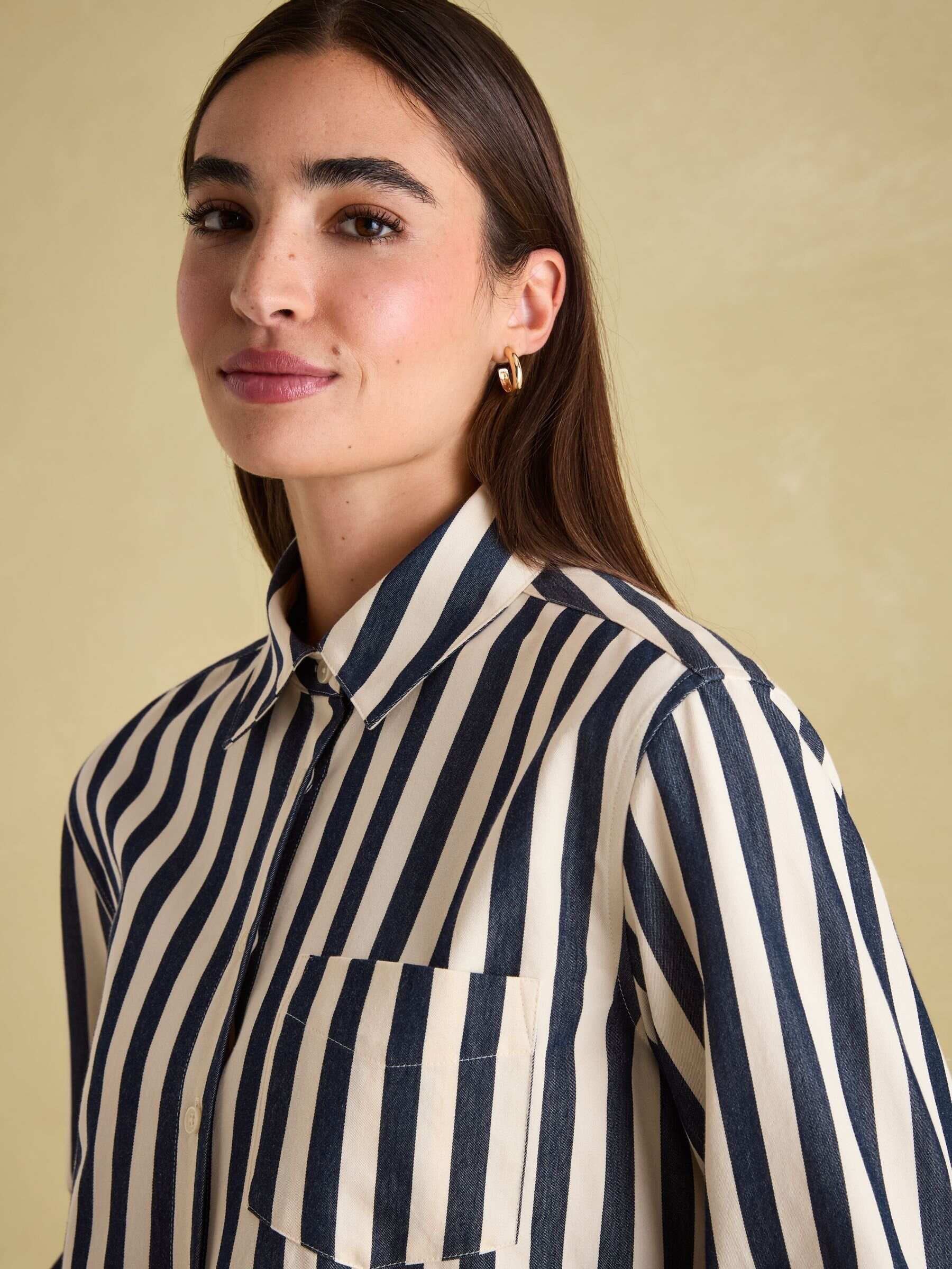 Amilla Navy & Cream Stripe Shirt