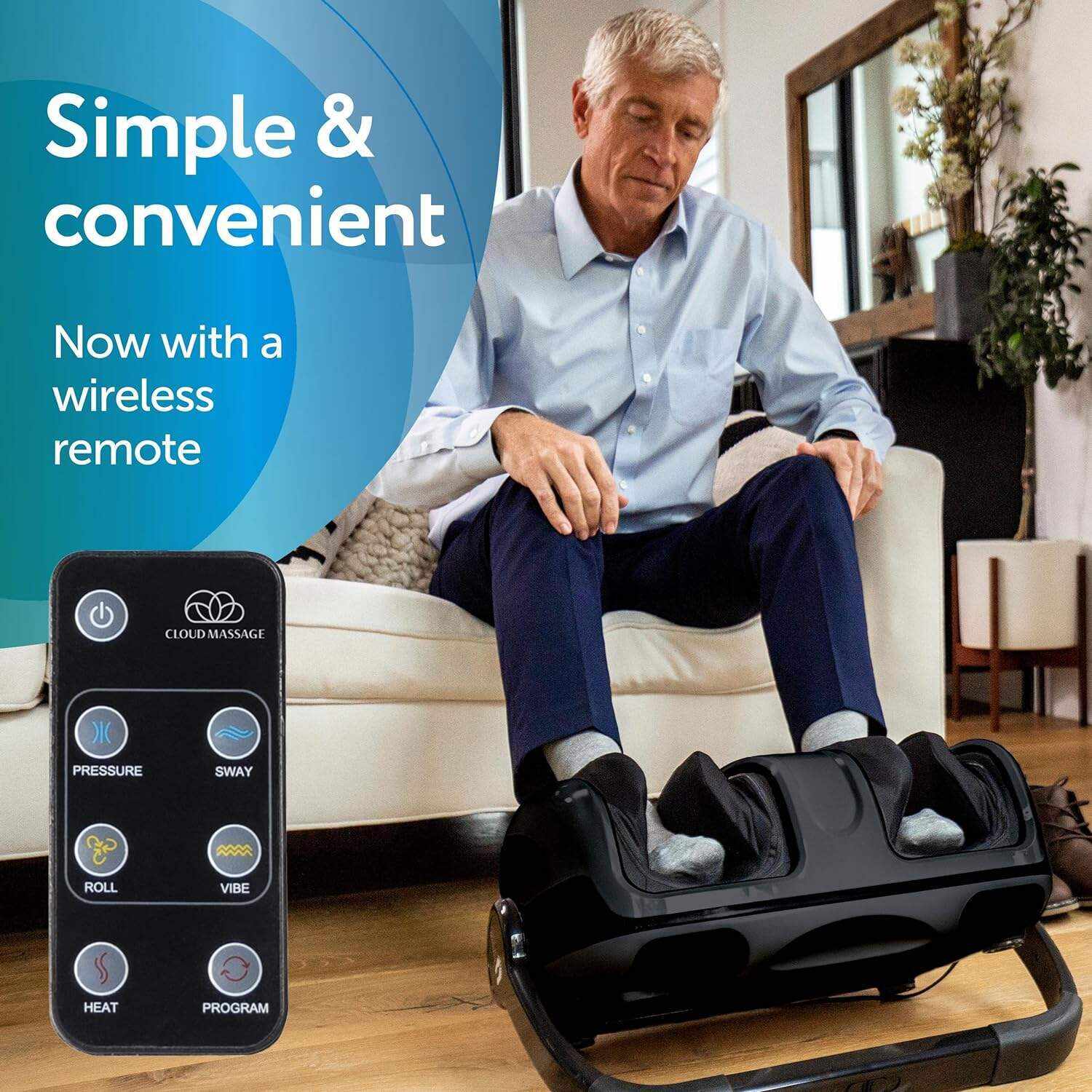 Cloud Massage Shiatsu Foot Massager for Circulation and Pain Relief - Foot Massager Machine for Relaxation, Plantar Fasciitis Relief, Neuropathy, Heat Therapy - FSA/HSA Eligible (White - No Remote)