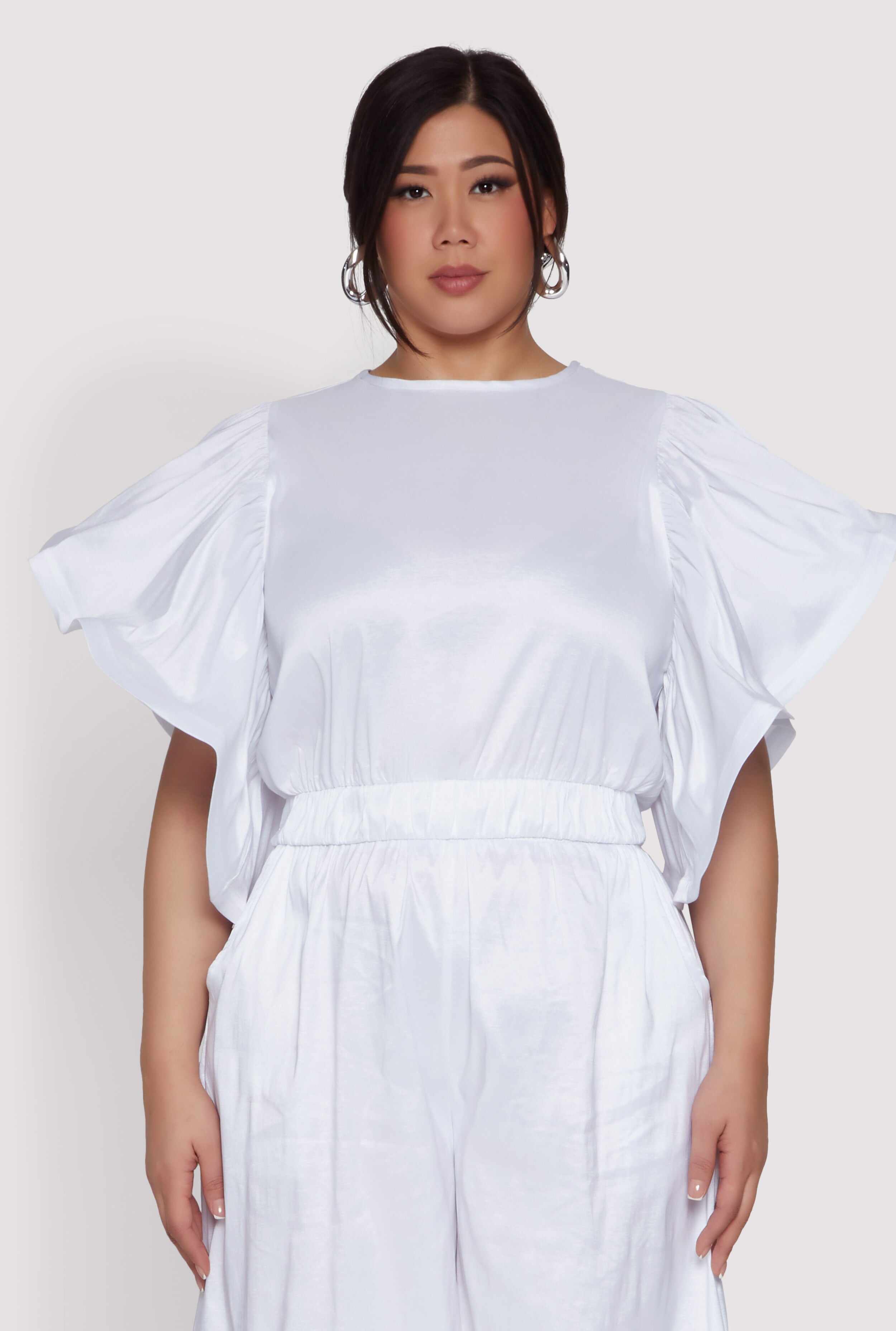 Plus Size Flutter Sleeve Crop Top