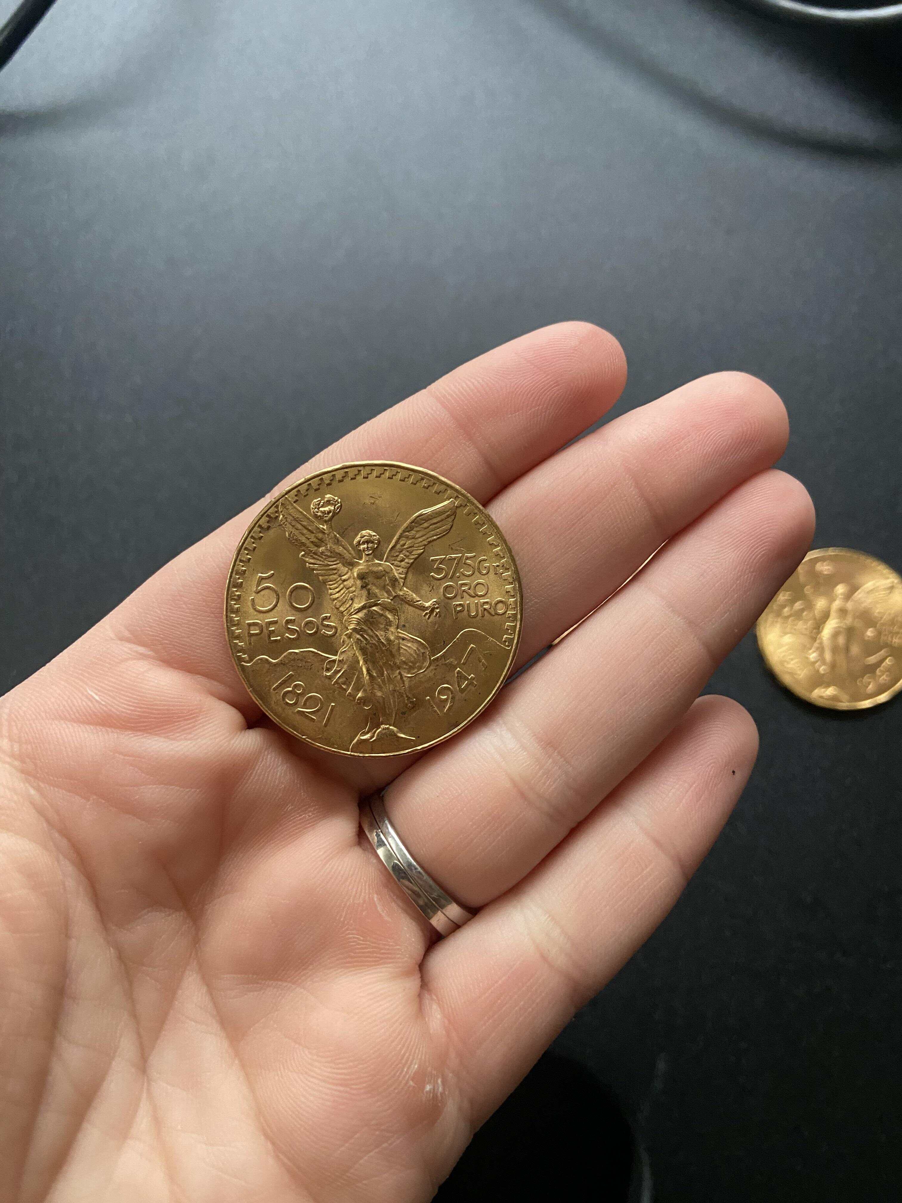 1821 & 1947 Mexican 50 Pesos Gold Coins. 37.5 Gram