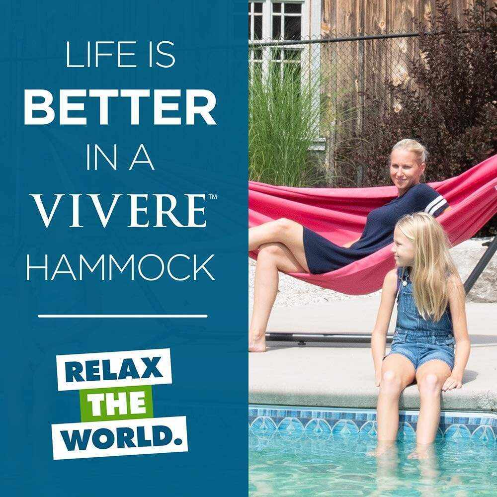 Double Cotton Hammock with Space Saving Steel Stand, Tropical (450 lb Capacity - Premium Carry Bag Included)