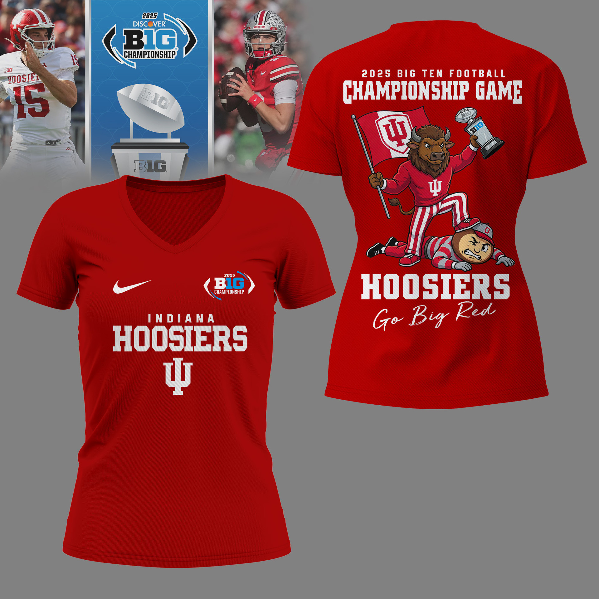 Indiana Hoosiers | Premium NCAA 2025 Big Ten Football Championship Game 3D Shirt NY
