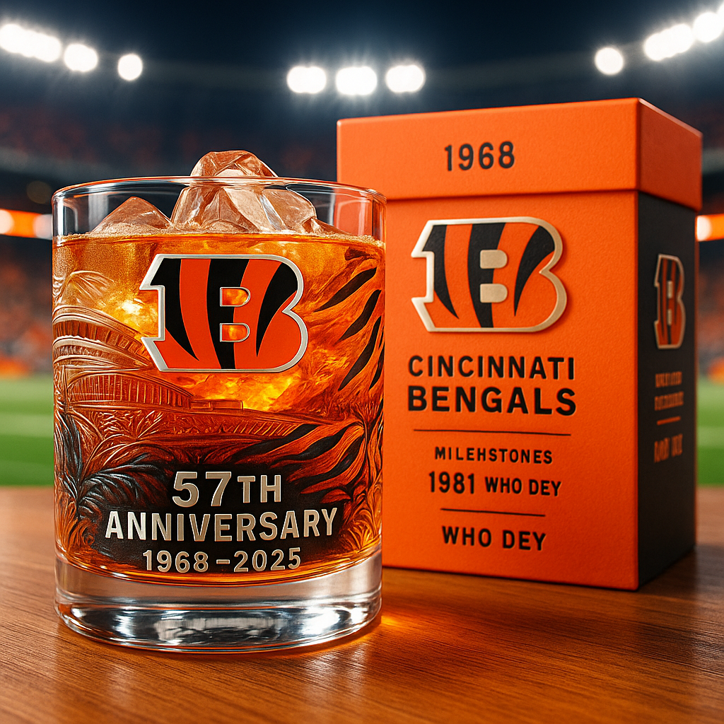 Cincinnati Bengals 57th Anniversary Whiskey Glass