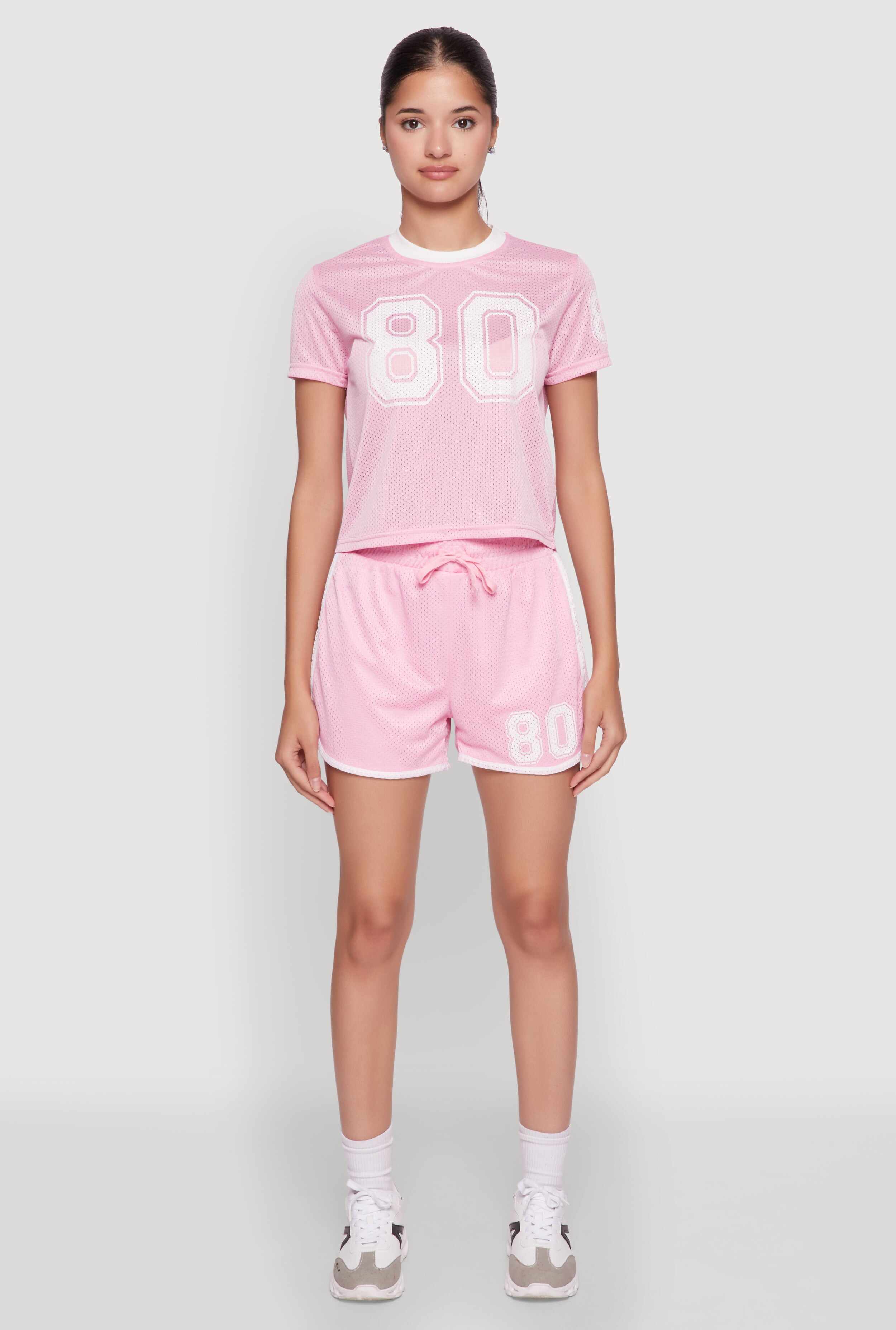 Trendy Jersey Mesh High Waisted Dolphin Shorts