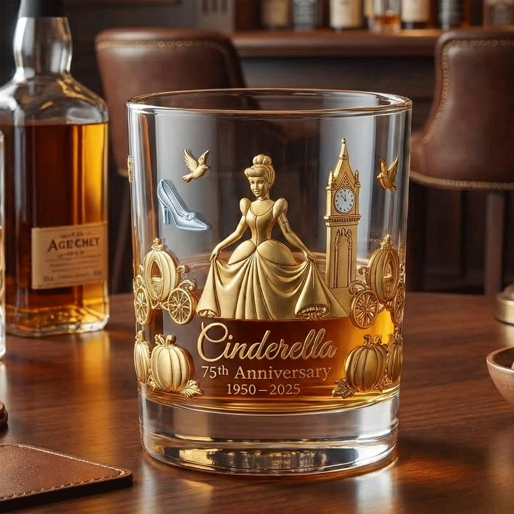 Cinderella 75th Anniversary Whiskey Glass