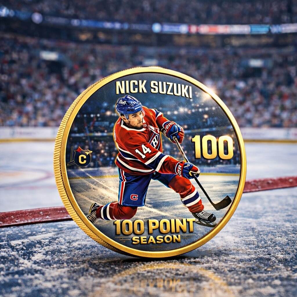 🔥 Montreal Canadiens – 100 Point Club: Nick Suzuki Legacy Coin