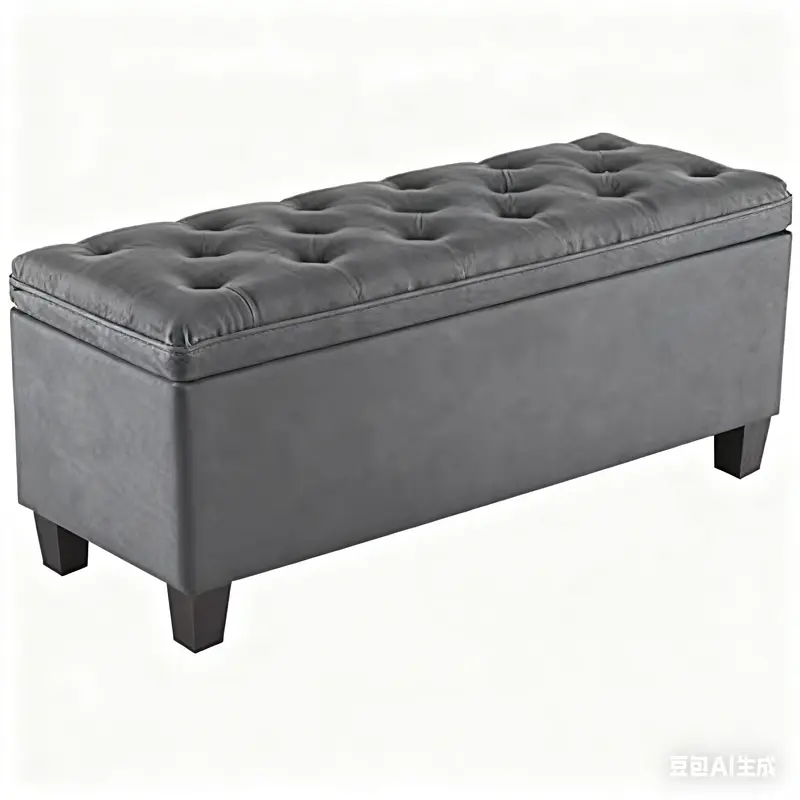 Folding Storage Ottoman Bench Modern Linen Fabric Padded Seat Large Toy Box End of Bed Entryway Comfortable Durable Multifunctional Seater