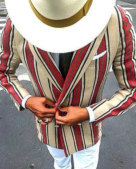 Men's Western Casual Long Sleeve Striped Print Jacket Blazer