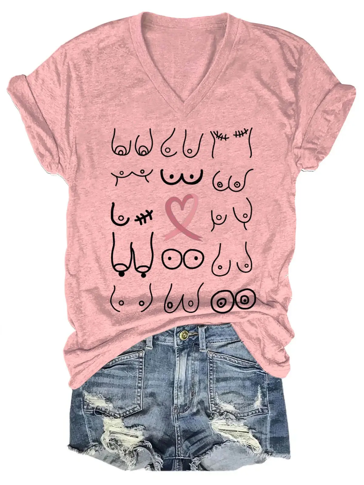 Breast Cancer Awareness Art Casual T-shirt