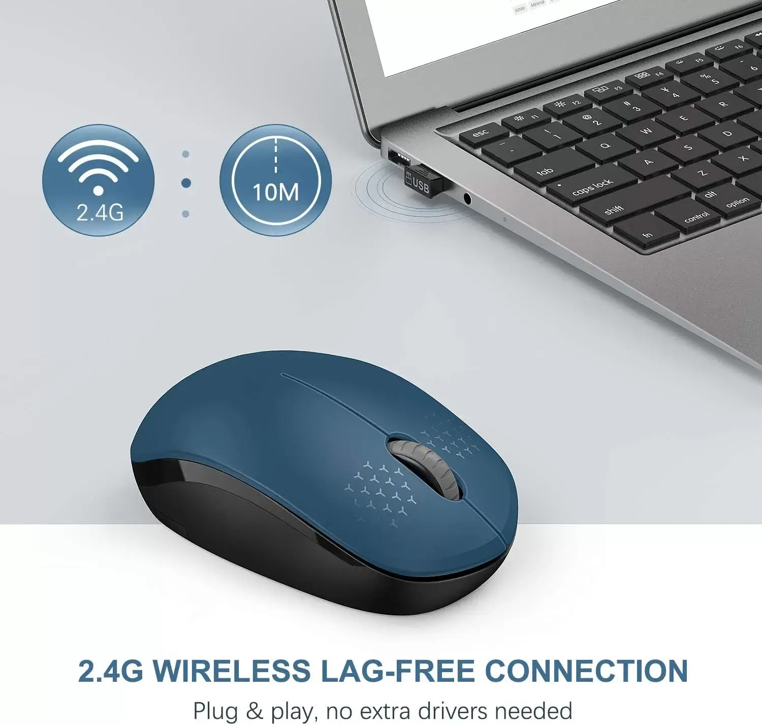 seenda Wireless Mouse, 2.4G Noiseless Mouse with USB Receiver - Portable Computer Mice for PC, Tablet, Laptop with Windows System - Mint Green
