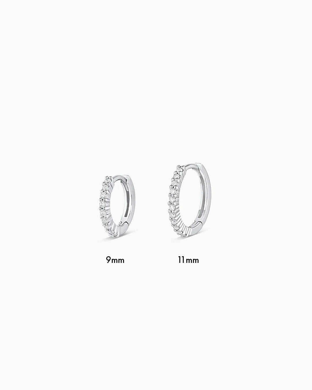 14k White Gold Diamond Pavé Huggies