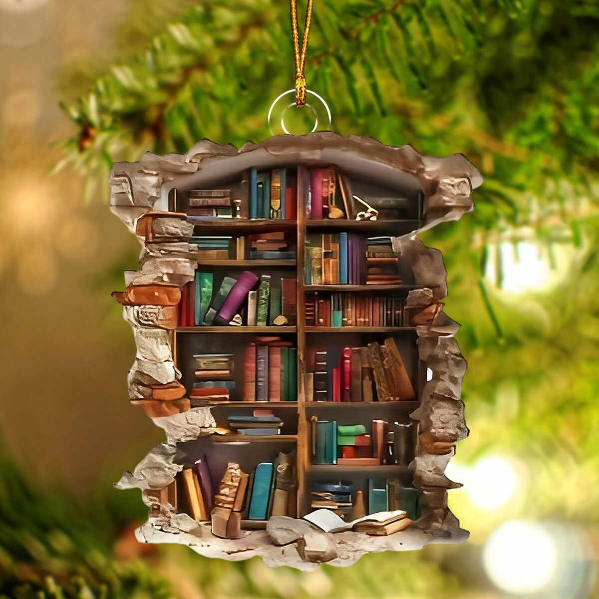 Bookshelf Christmas Ornament
