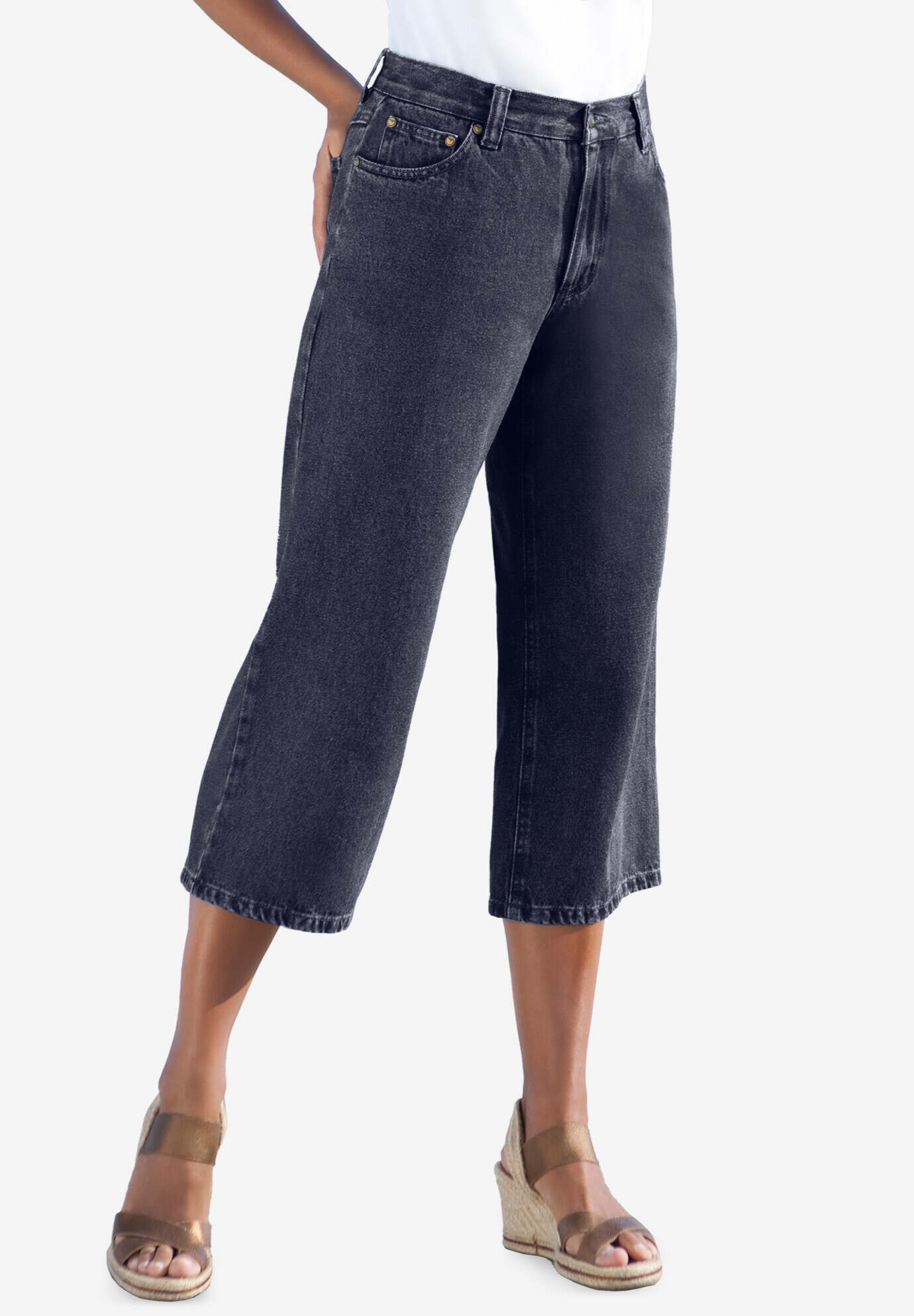 Perfect 5-Pocket Relaxed Capri With Back Elastic
