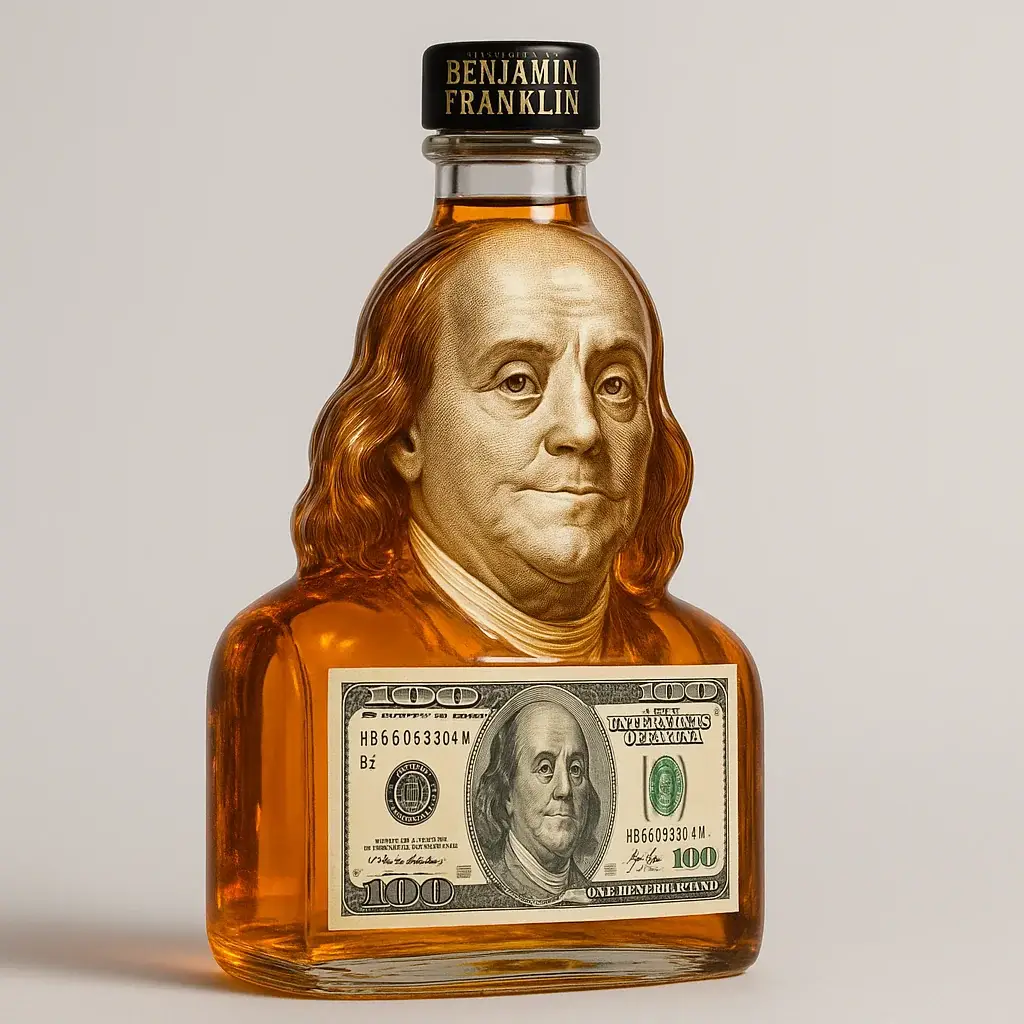 Benjamin Franklin Middle Finger Whiskey Bottle