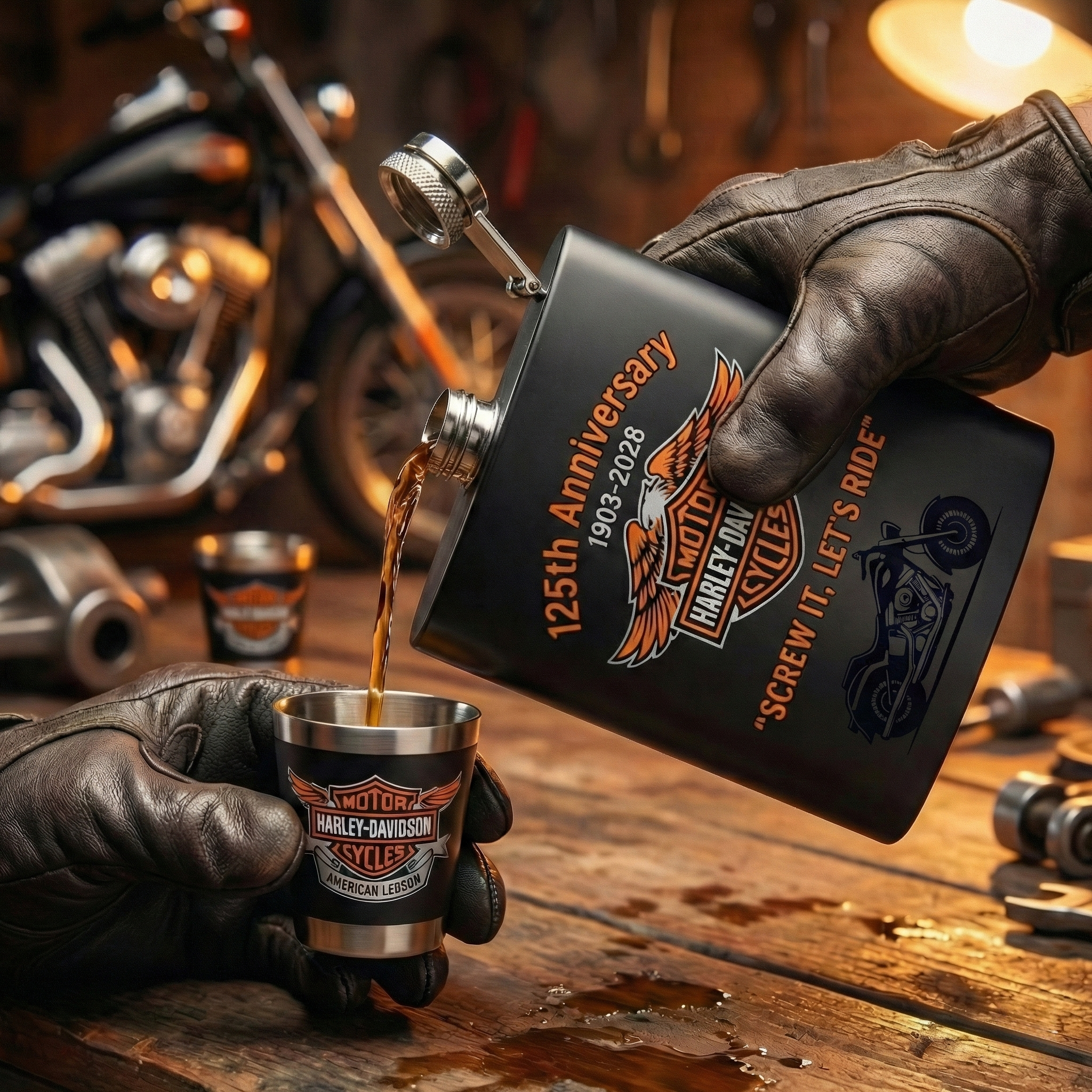 Harley-Davidson 125th Anniversary Flask Gift Set