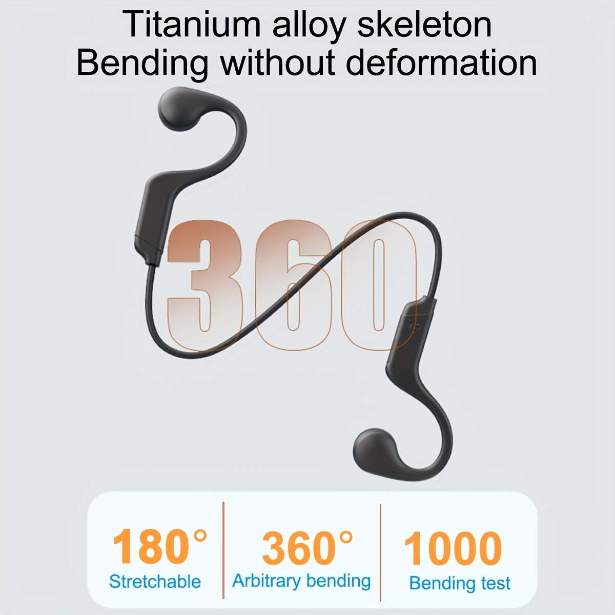 2023 New Upgraded Bone Conduction Earphones True Wireless Open Type Earphones Dual Ear Bone Sensing Sports Earphones Waterproof Sweat Resistant Tape Microphone Induction Conduction Earphones For Running, Cycling, Exercise, Gym Driving Black