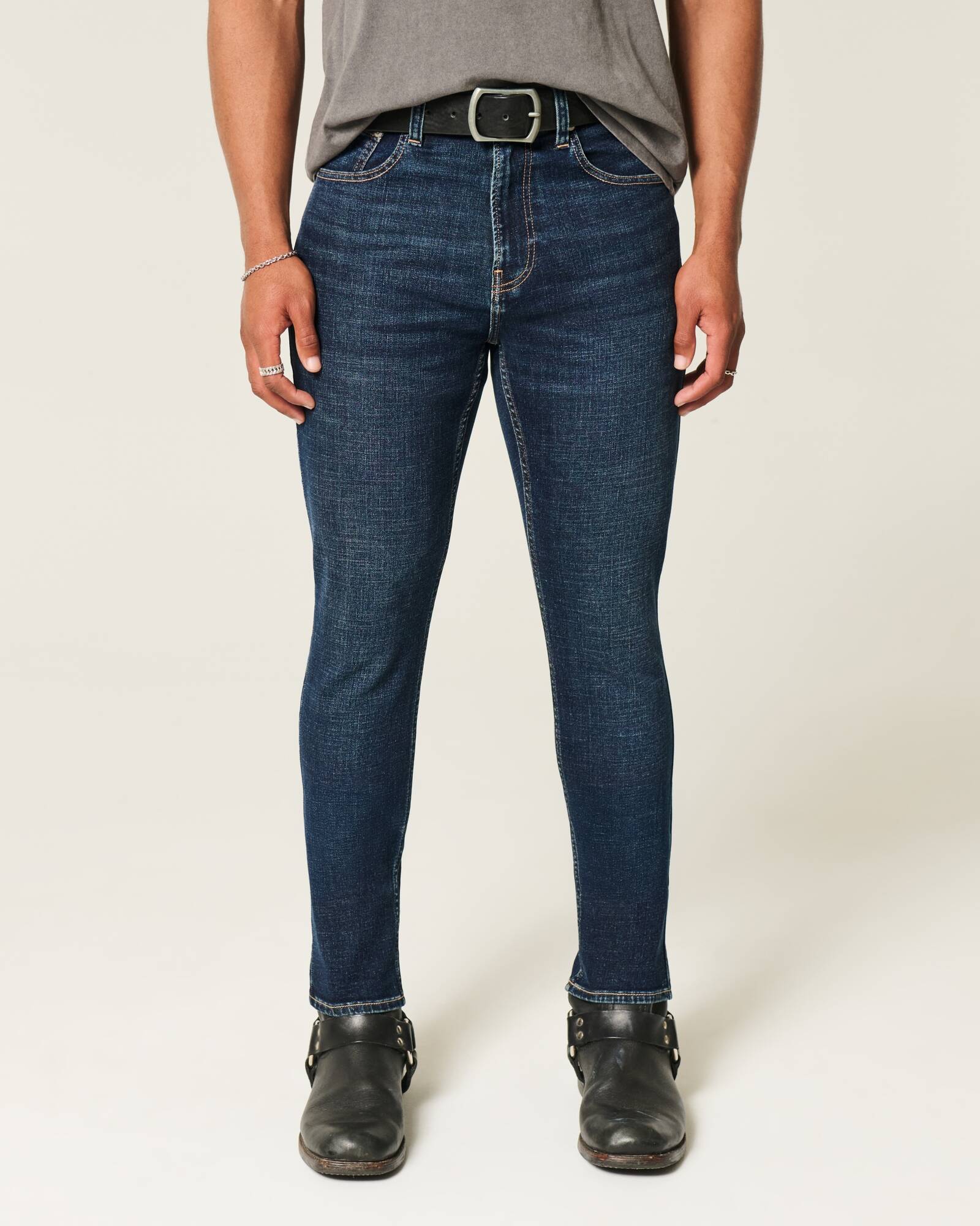 Washed Black Athletic Skinny Jeans