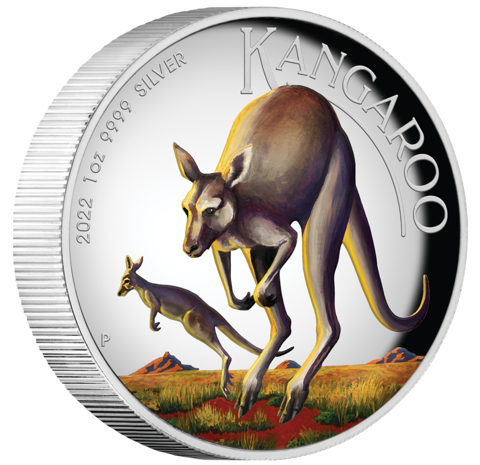 2022 Australia Kangaroo 1oz $1 Silver Proof Colored High Relief Coin