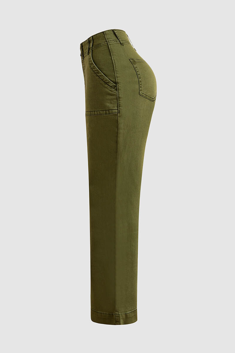⚡FINAL SALE⚡- Double Button Mid Waist Straight Leg Pants