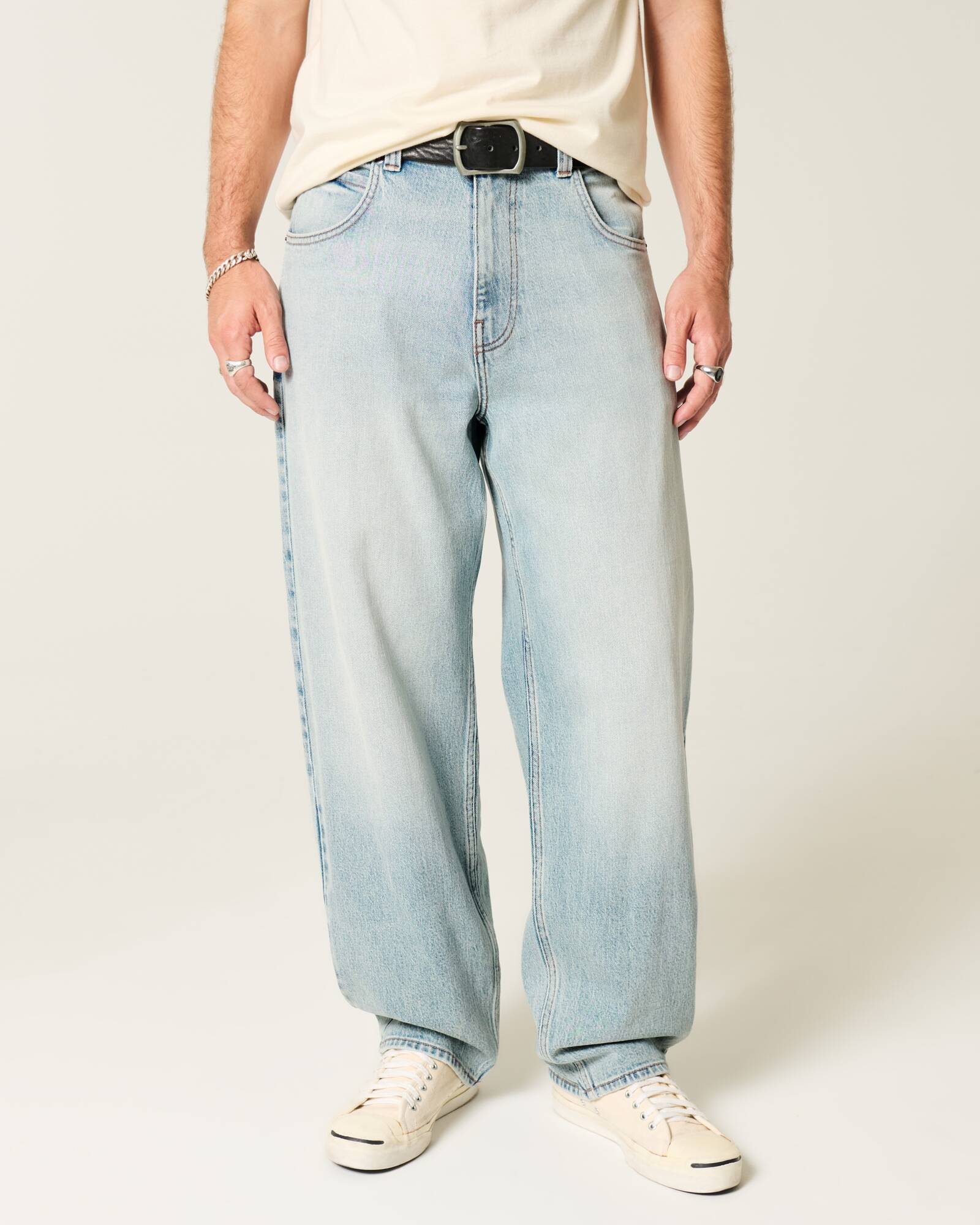 Medium Wash Skater Baggy Jeans