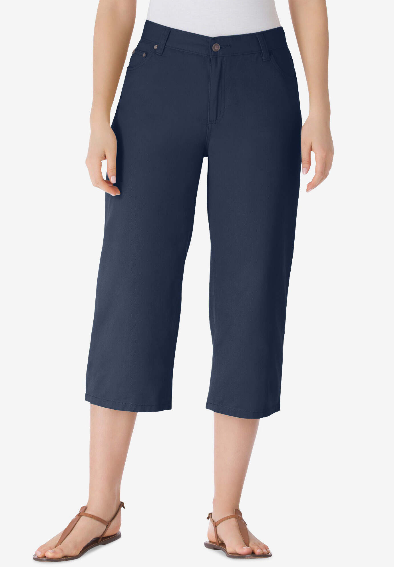 Perfect 5-Pocket Relaxed Capri With Back Elastic