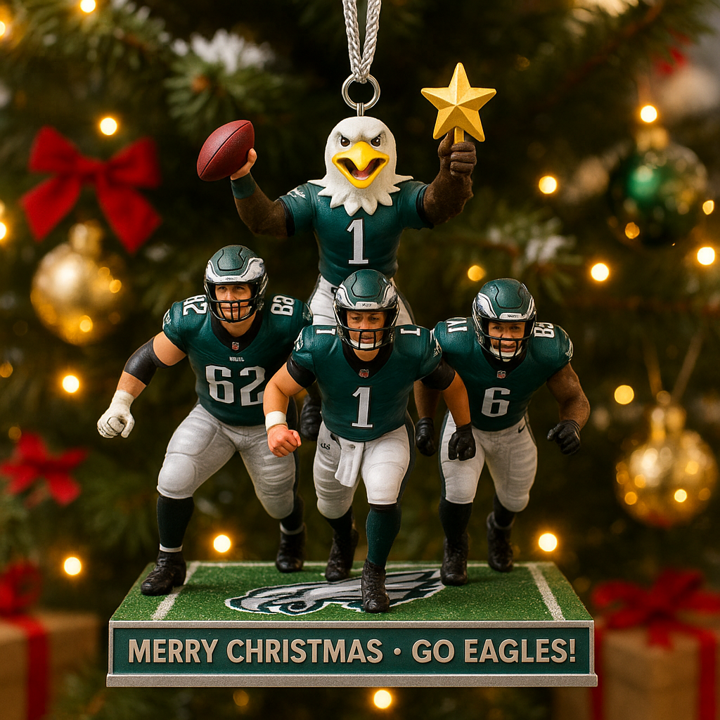 🏈 Philadelphia Eagles “Fly High” Christmas Ornament 2025