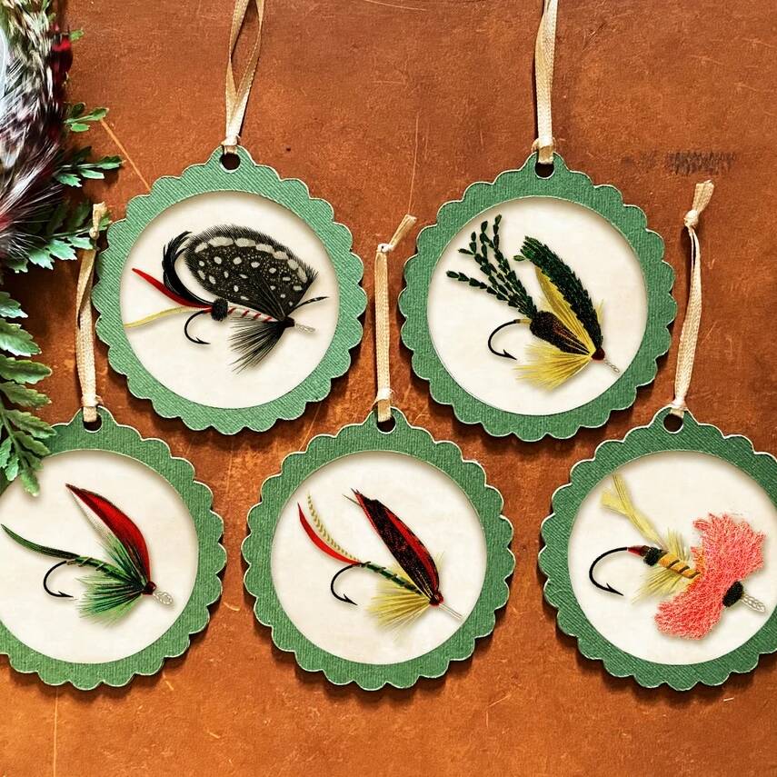🎣Fishing Flies Handmade Ornament Set of 5