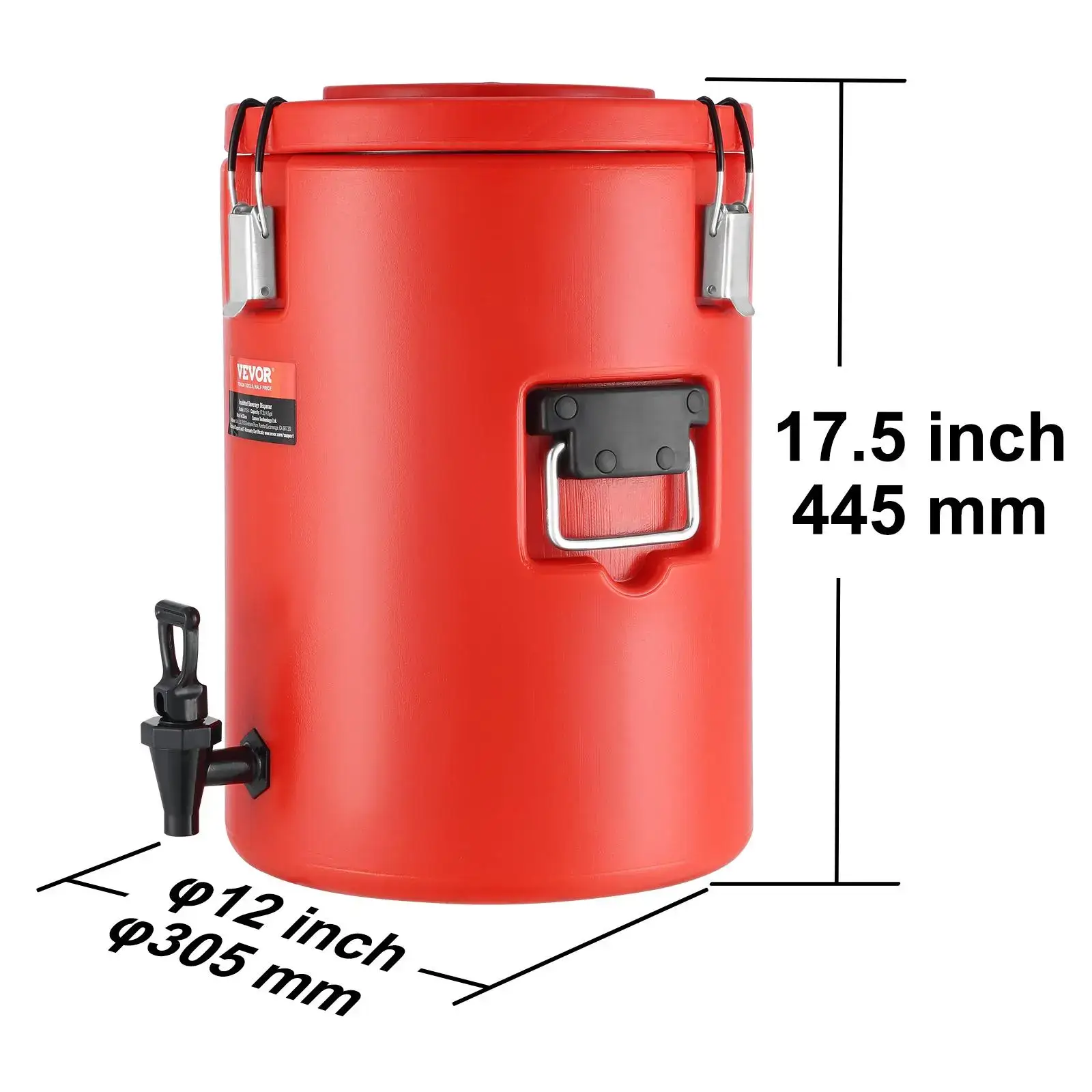 Stainless Steel Insulated Beverage Dispenser,  4.5 Gallon 17.2 Liter, Thermal Hot and Cold Drink Server Dispenser with Spigot Handle, Food-grade for Hot Tea Coffee Water Restaurant Drink Shop