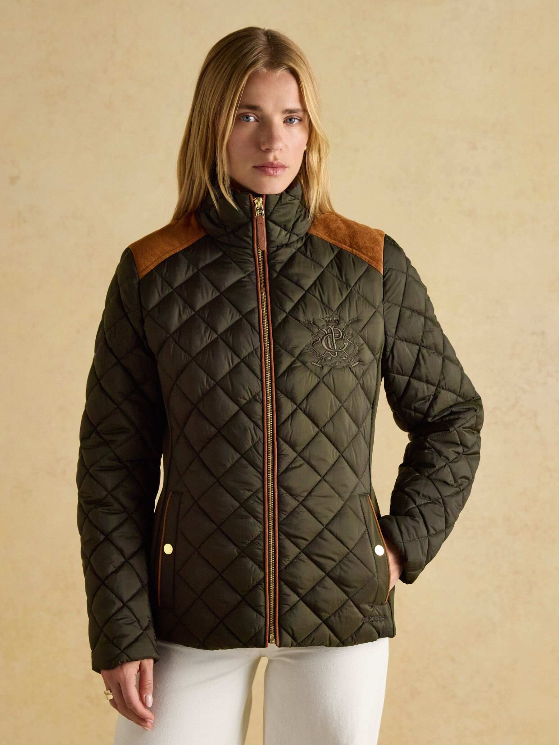 Braemar Luxe Navy Blue Showerproof Diamond Quilted Coat