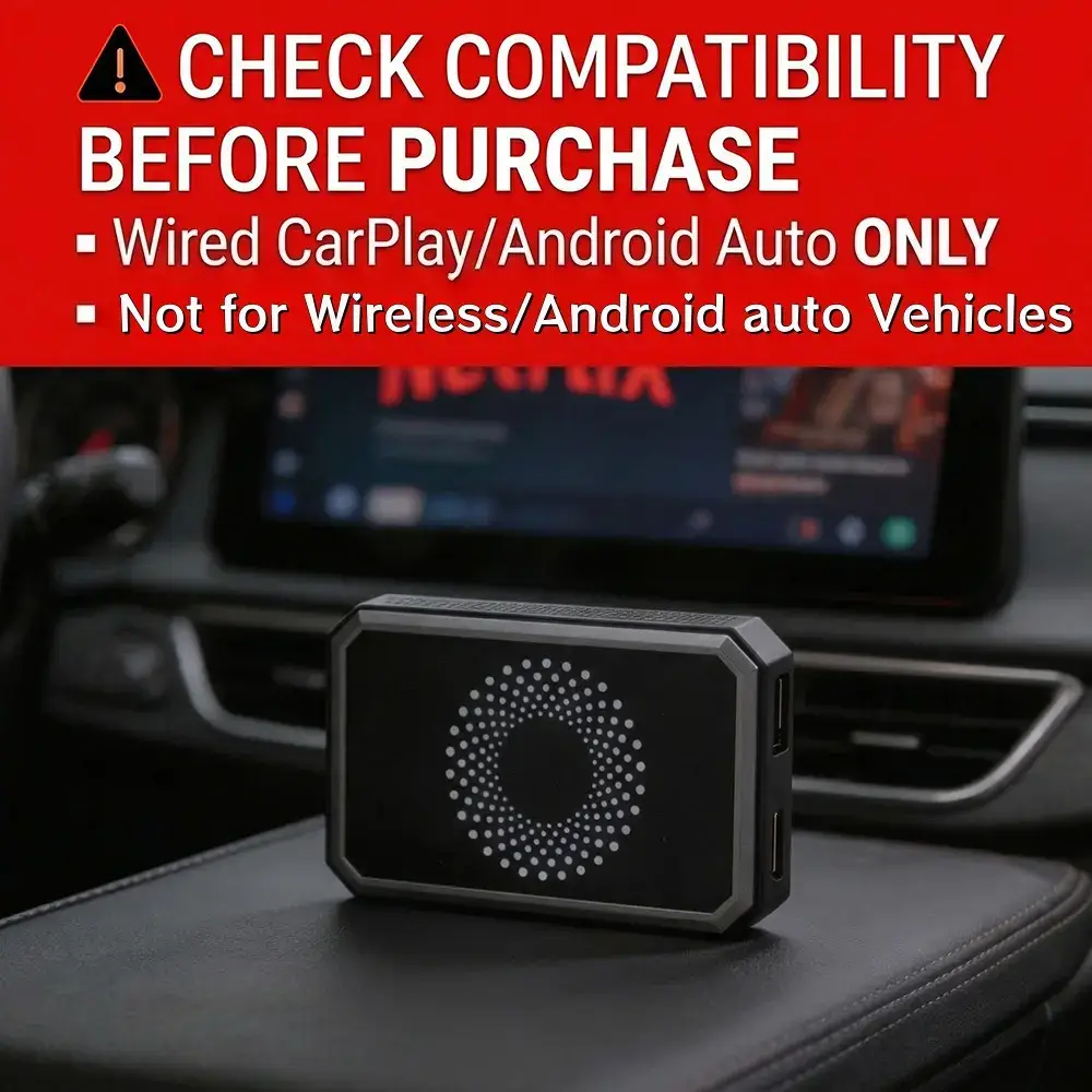 Wired CarPlay to Wireless Adapter with Built-in System, Compatible with Wired CarPlay Vehicles