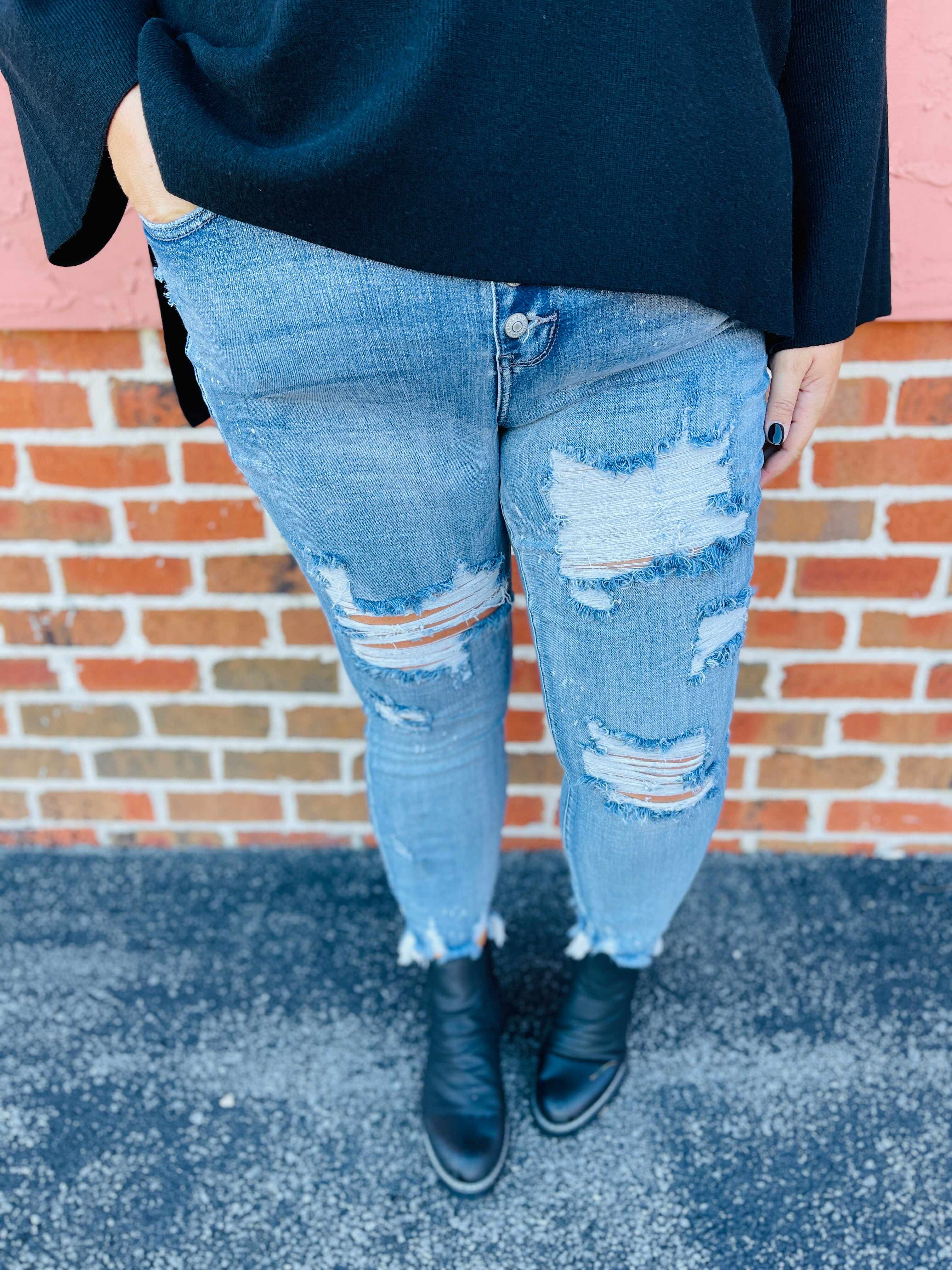 RESTOCK PLUS/REG Not A Basic Bleach Splatter Button Fly Skinny Jeans