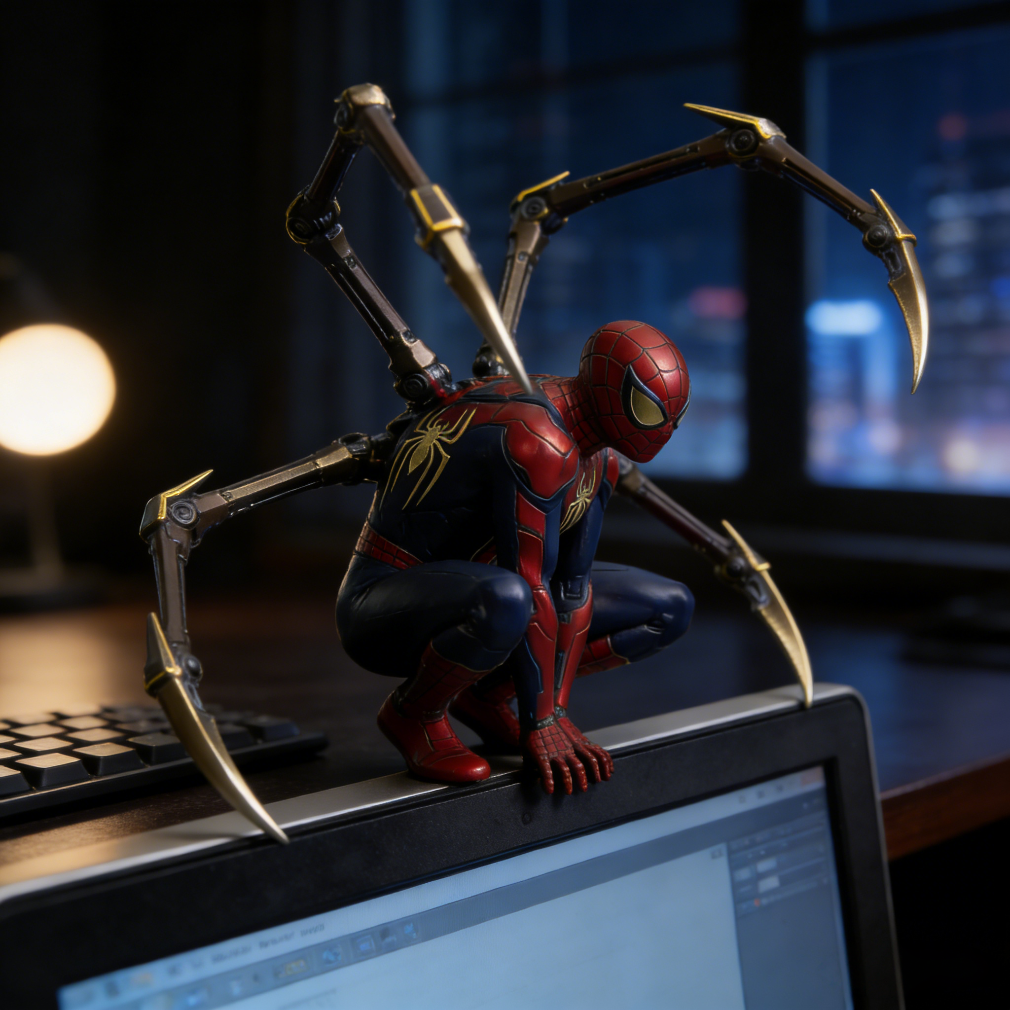 Steel spider armored mechanical tentacle figurine