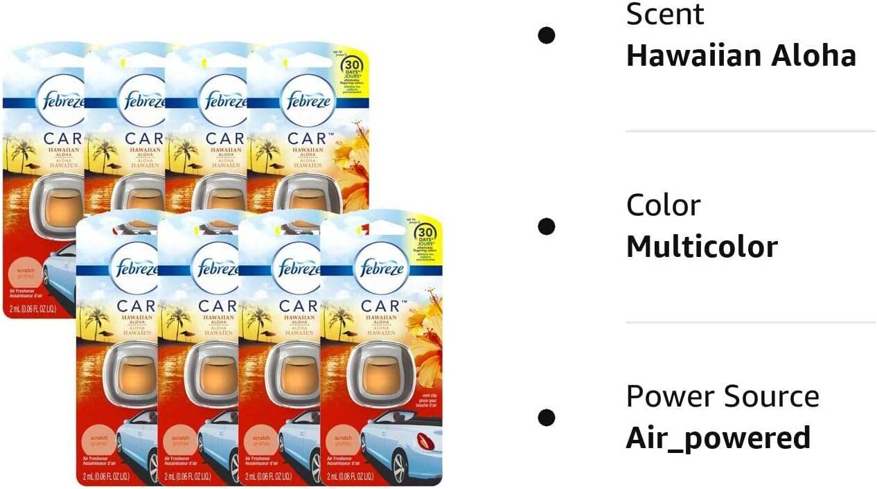 Febreze Car Air Fresheners, New Car Scent, Odor Eliminator for Strong Odors Car Vent Clips (2 Count)