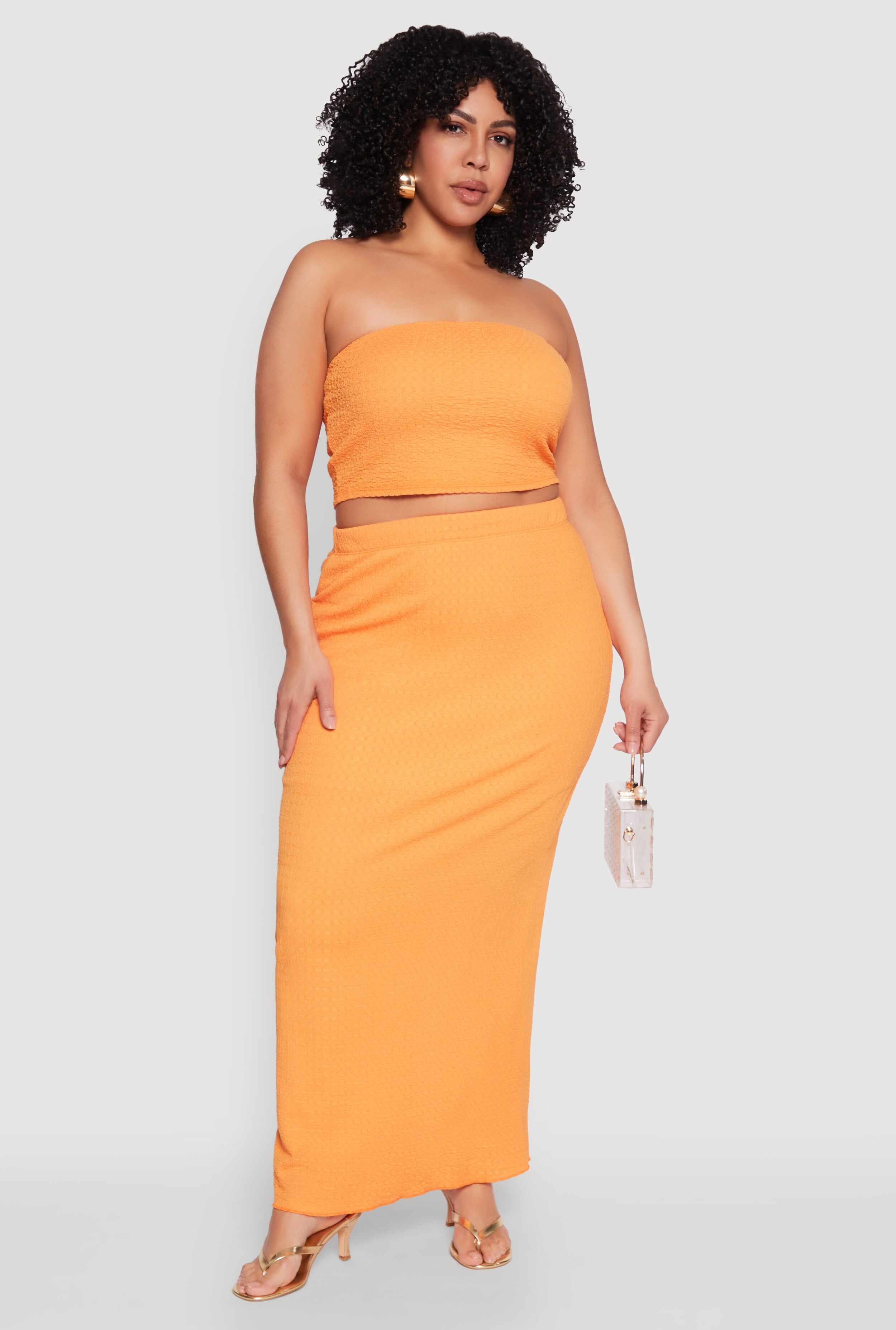 Plus Size Textured Knit Tube Top