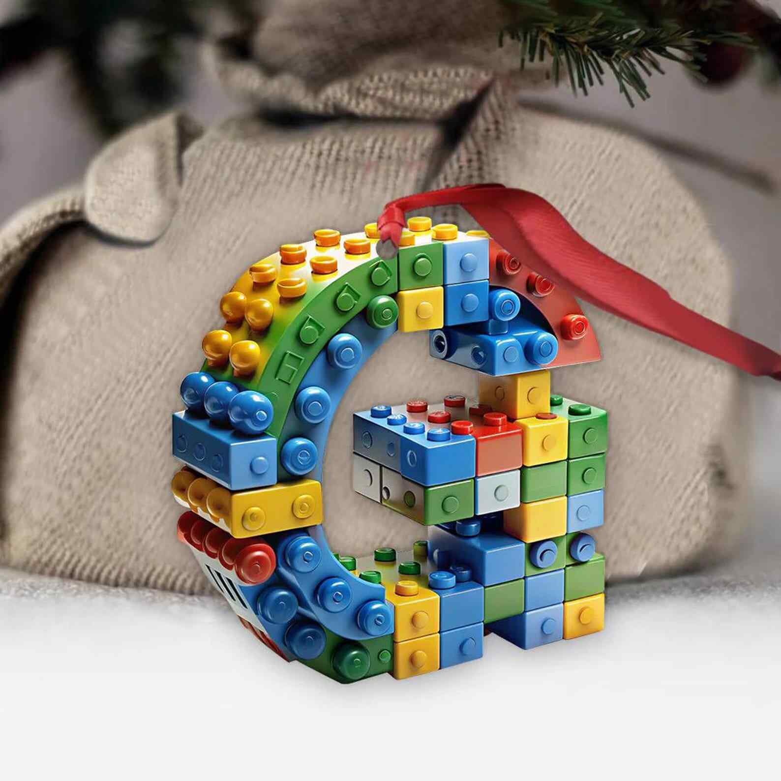 Building Brick Letter Ornament