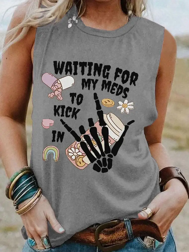 Women's Mental Health Awareness Rock Print Cotton Tank Top