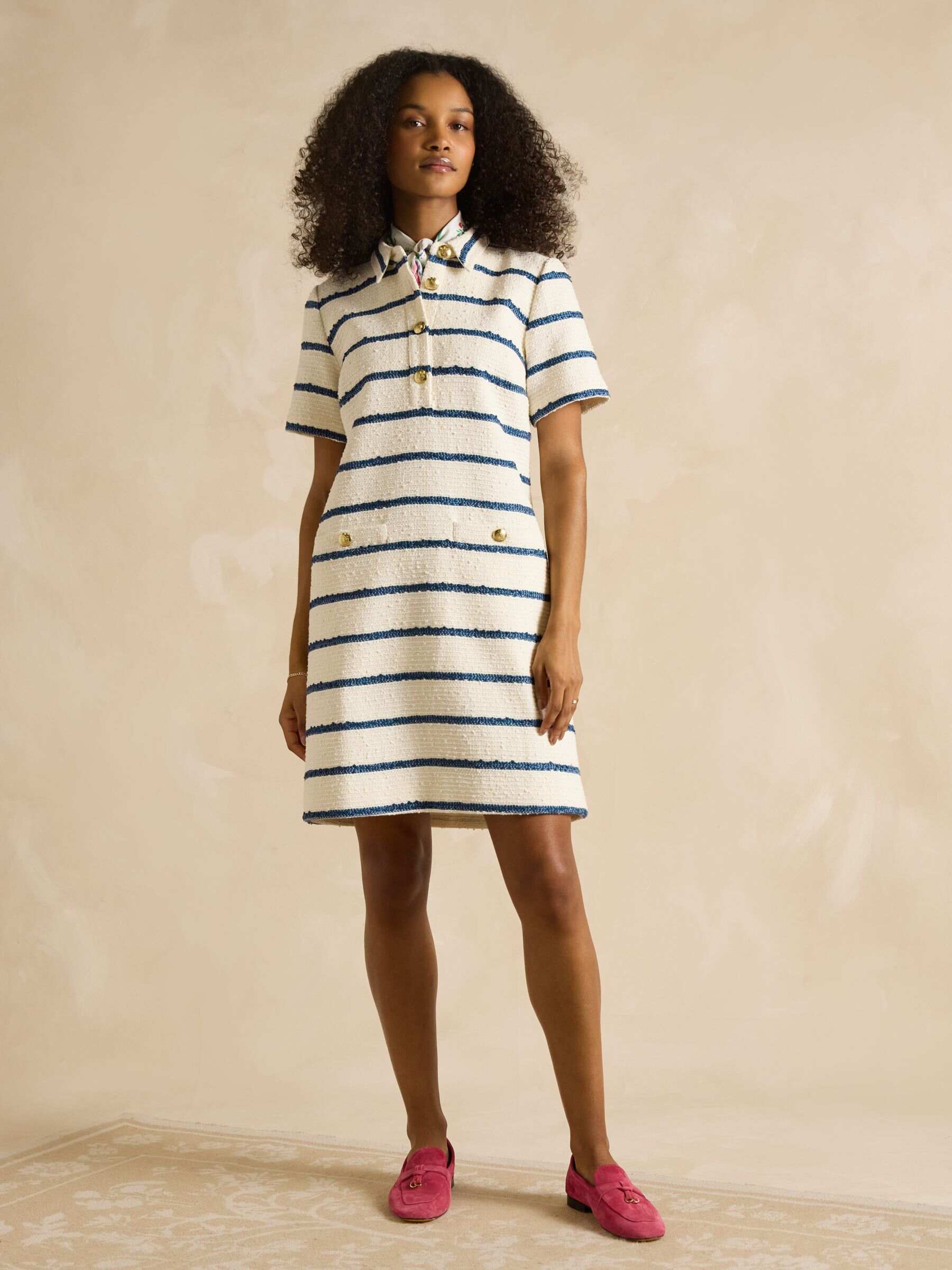 Odette Stripe Boucle Shift Dress