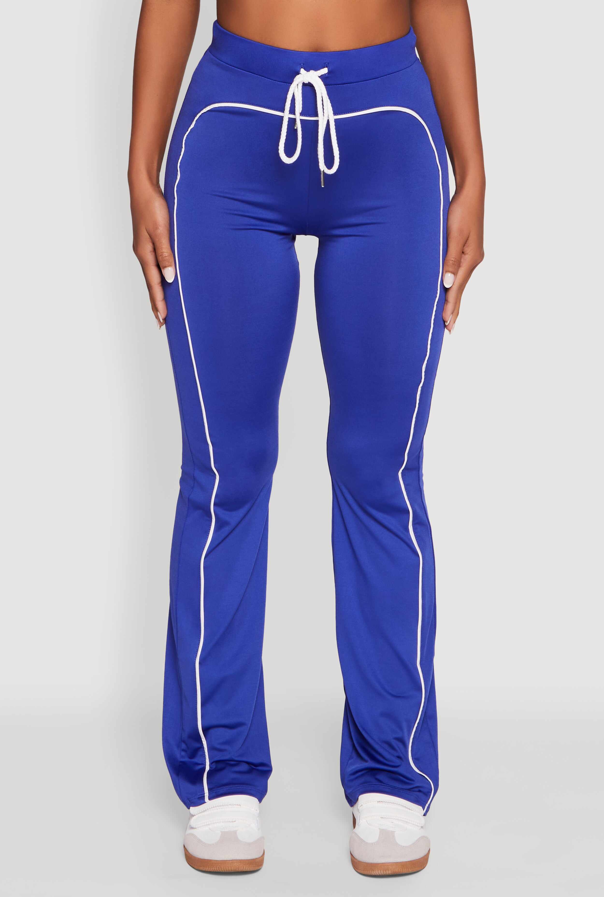 High Waisted Boot Cut Active Pants with Contrast Piping
