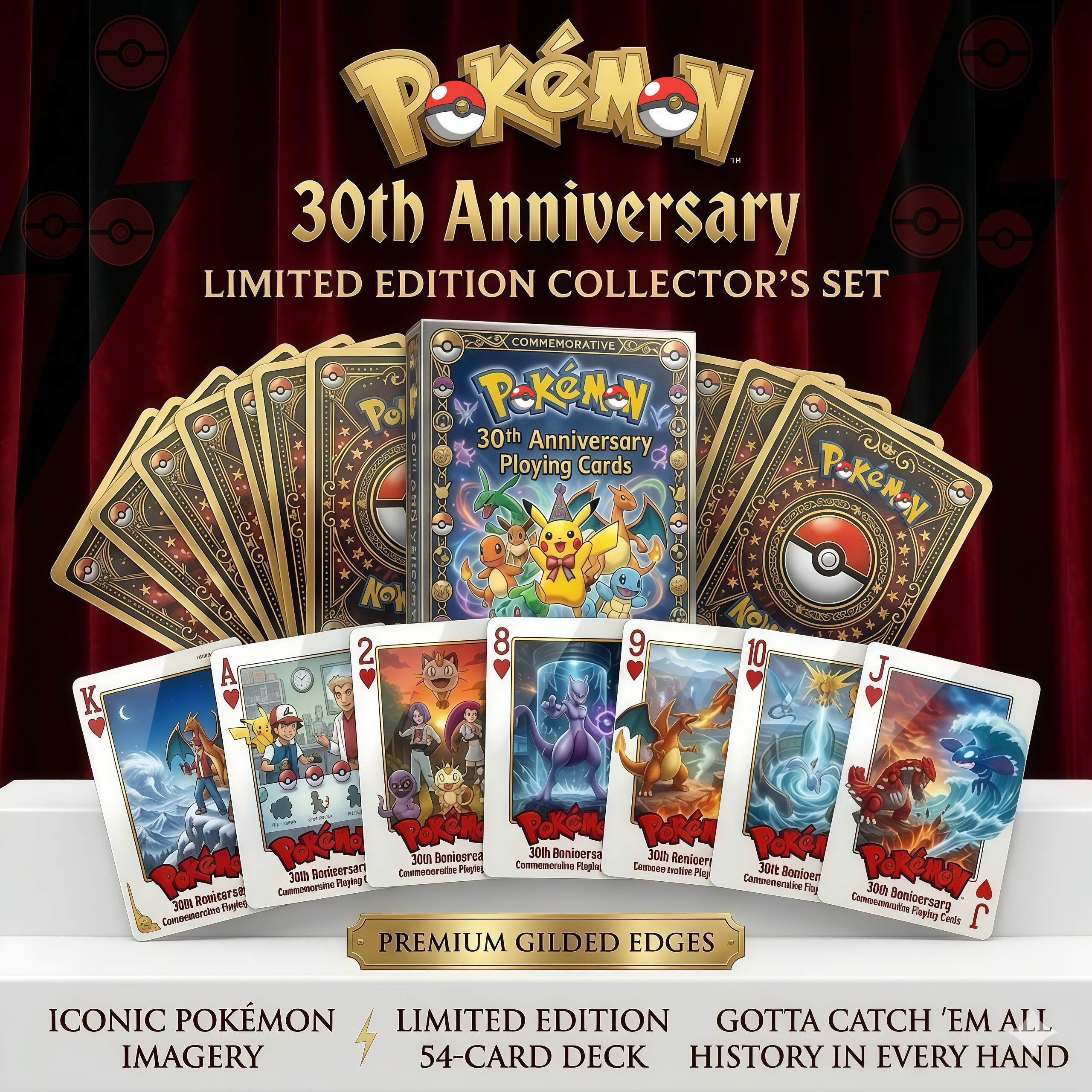 Pokémon 30th Anniversary Commemorative Edition Playing Cards—54 CARDS