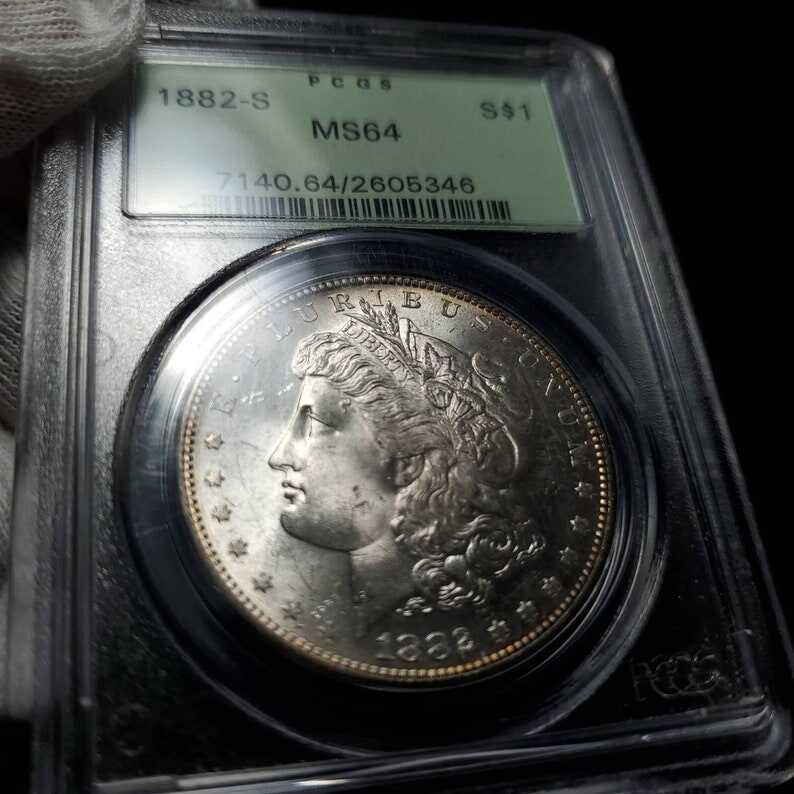 1882  S  MS 64  Silver Morgan Dollar- PCGS  Silver  Coin . Beautiful Color  Lot # 262