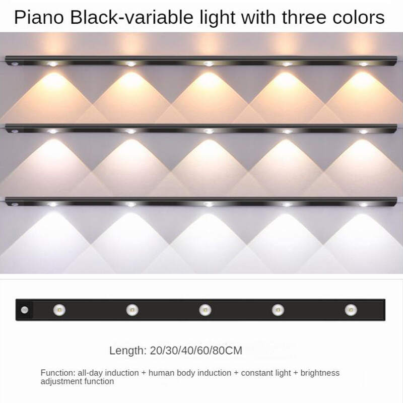 1pc Ultra-thin LED Human Body Sensor Light Rechargeable Cabinet Light Strip