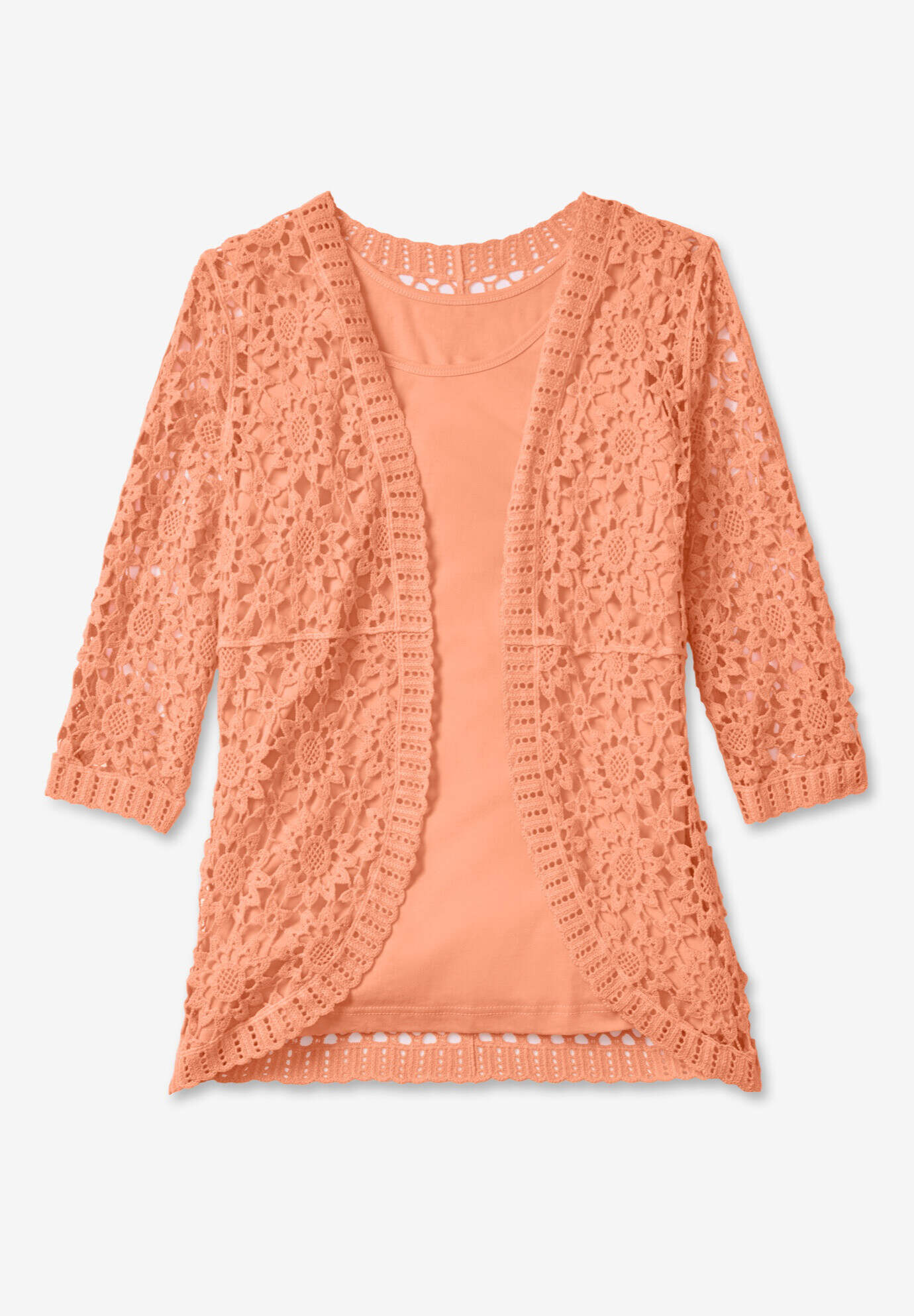 Curved Hem Pointelle Cardigan