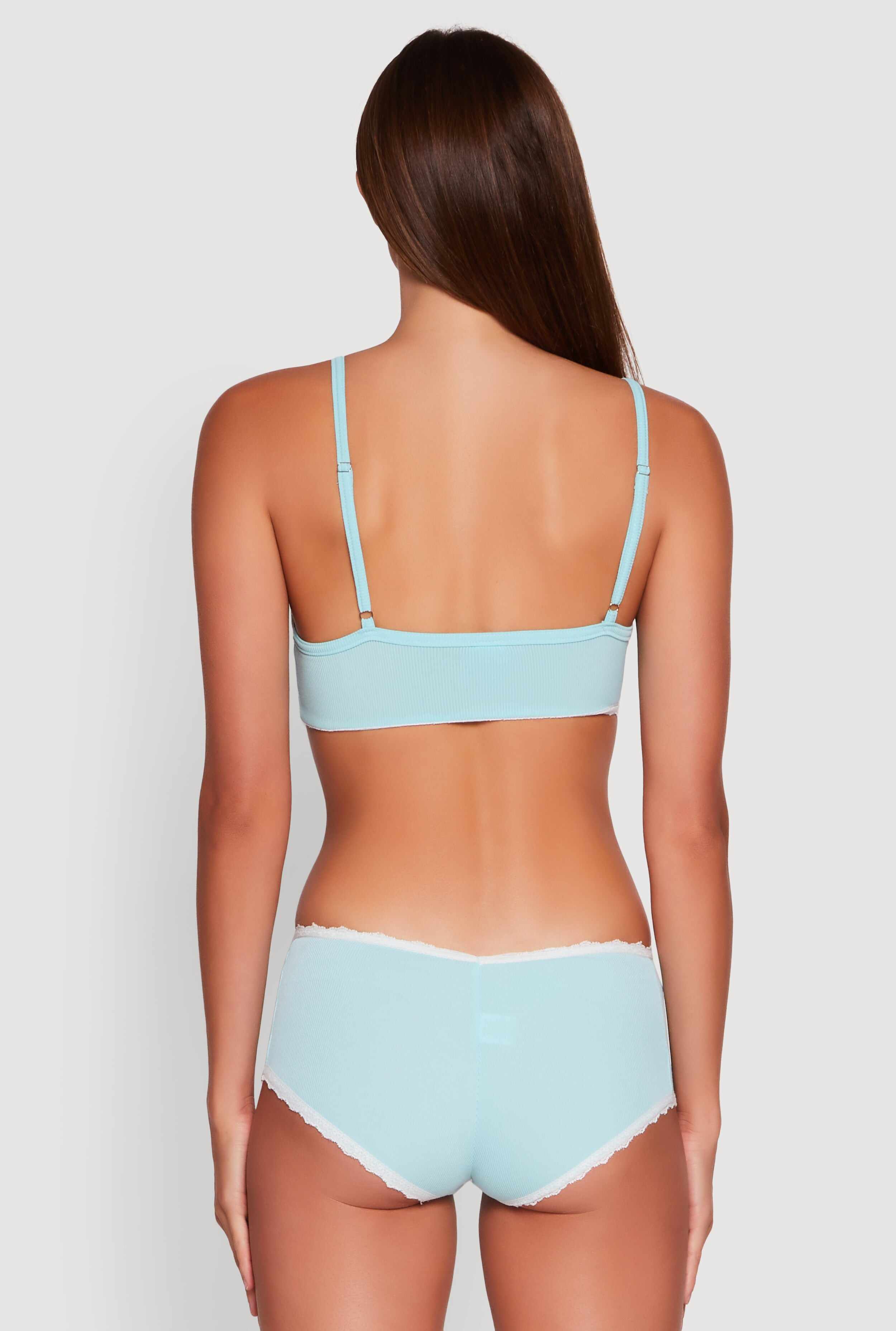 Rib Knit Pajama Bralette and Boyshort Panty with Robe