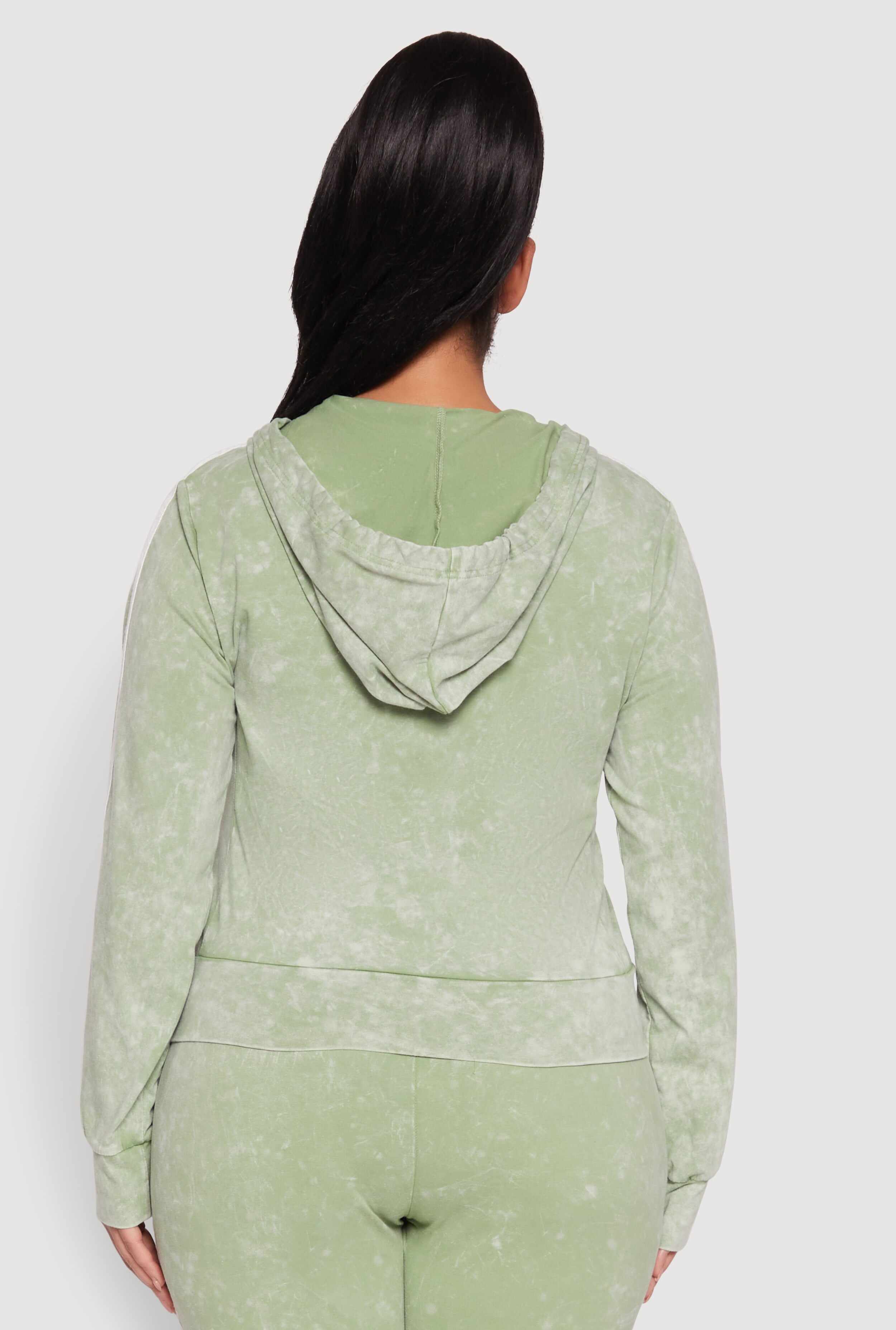 Plus Size Daisy Varsity Stripe Zip Front Hoodie