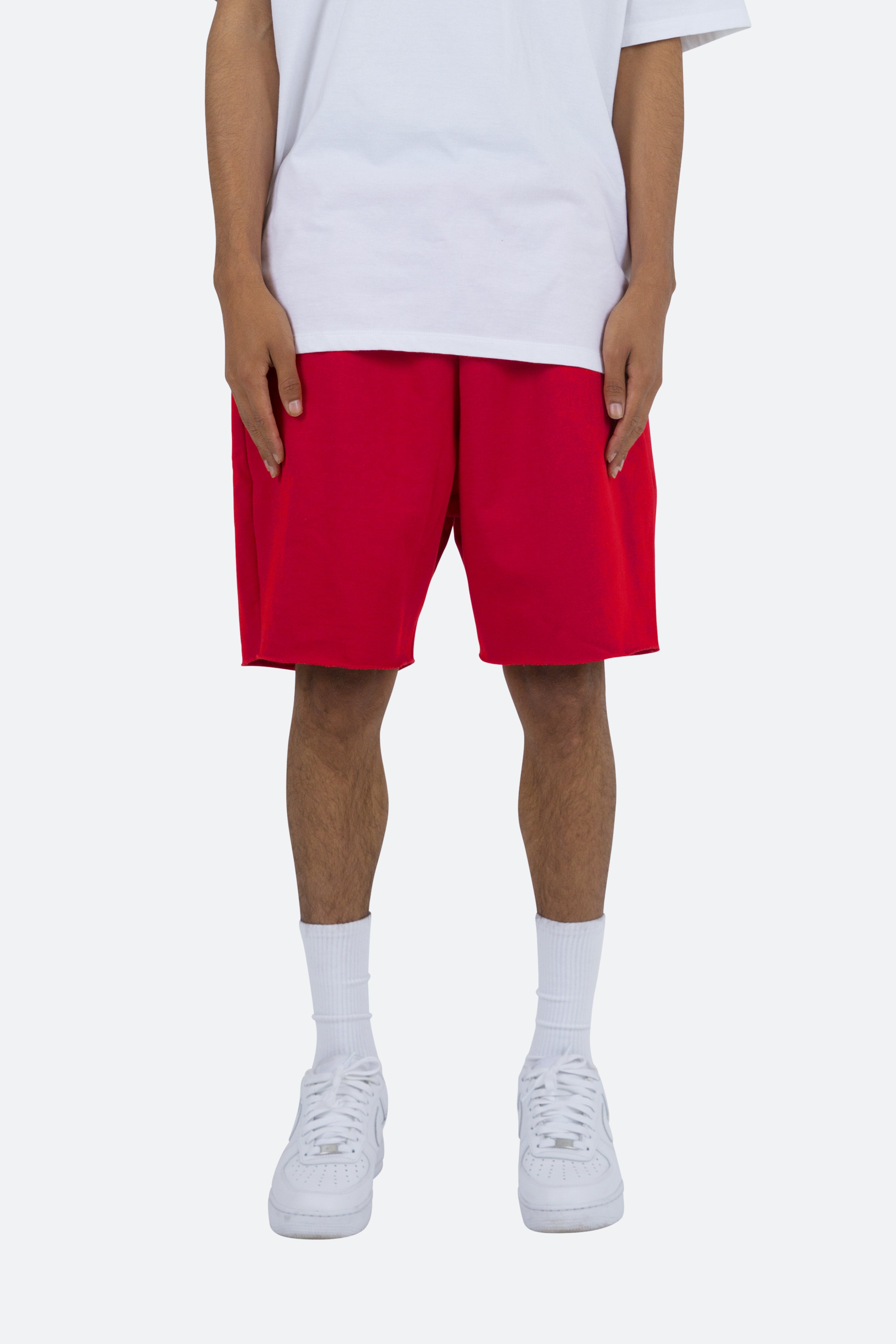 Raw Edge Sweatshorts - Red