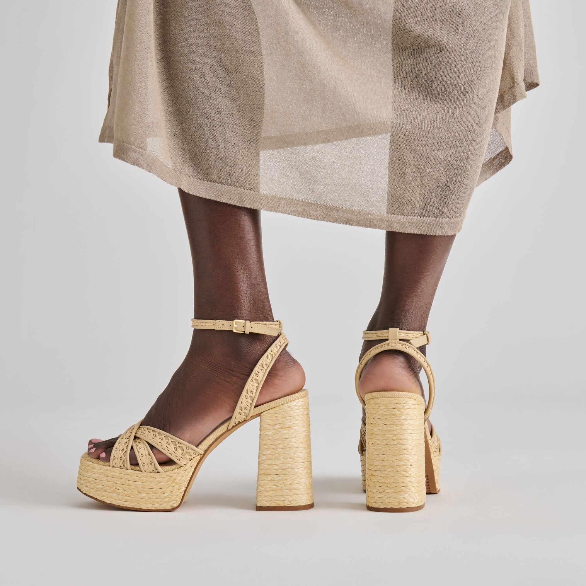 DANILA HEELS LT NATURAL CROSS HATCH RAFFIA
