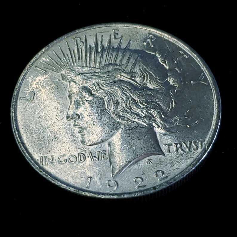 1922 Silver Peace Dollar Coin - AU / BU !  Lot# 967